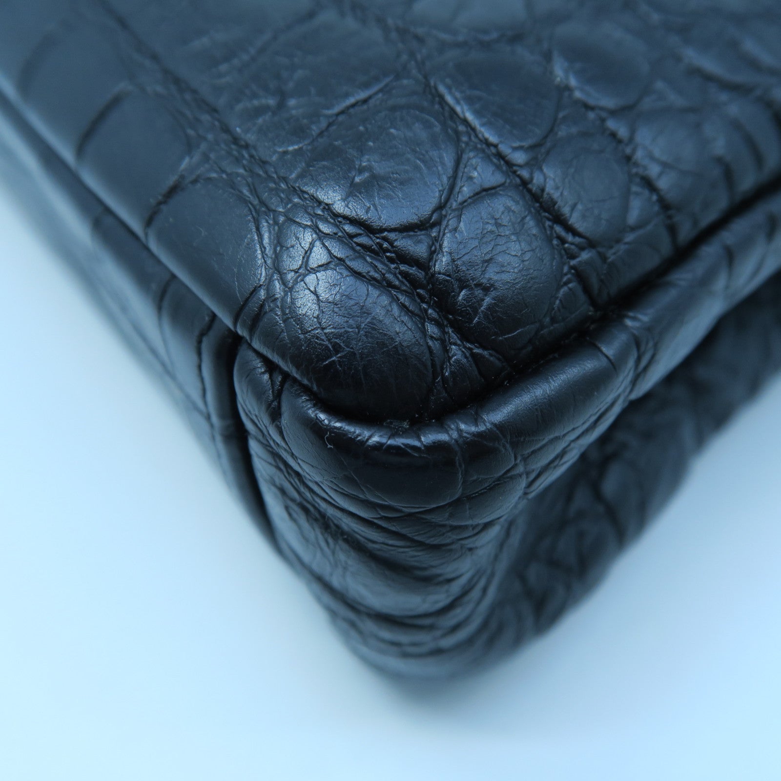 SAINT LAURENT 牛皮皮革Chain Shoulder銀扣手挽肩背兩用袋黑色