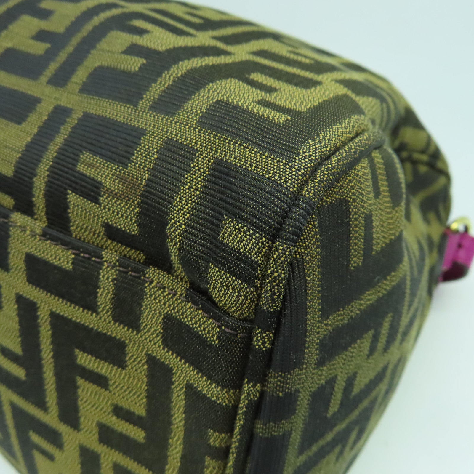 FENDI 帆布Shoulder Bag金扣手挽肩背兩用袋啡色/紫色