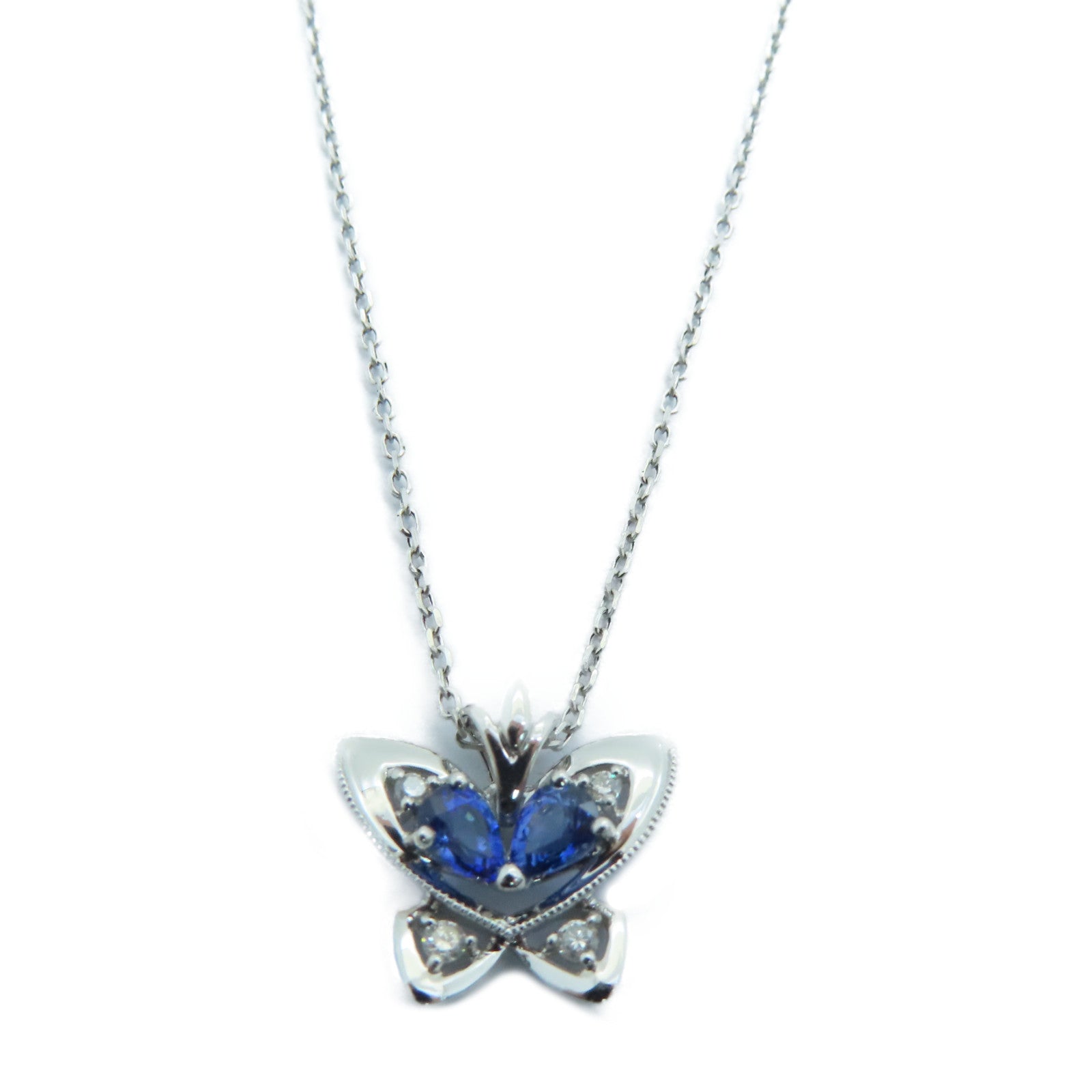JEWELRY 18K白金Sapphire Necklace藍寶石頸錬0.38/0.05ct