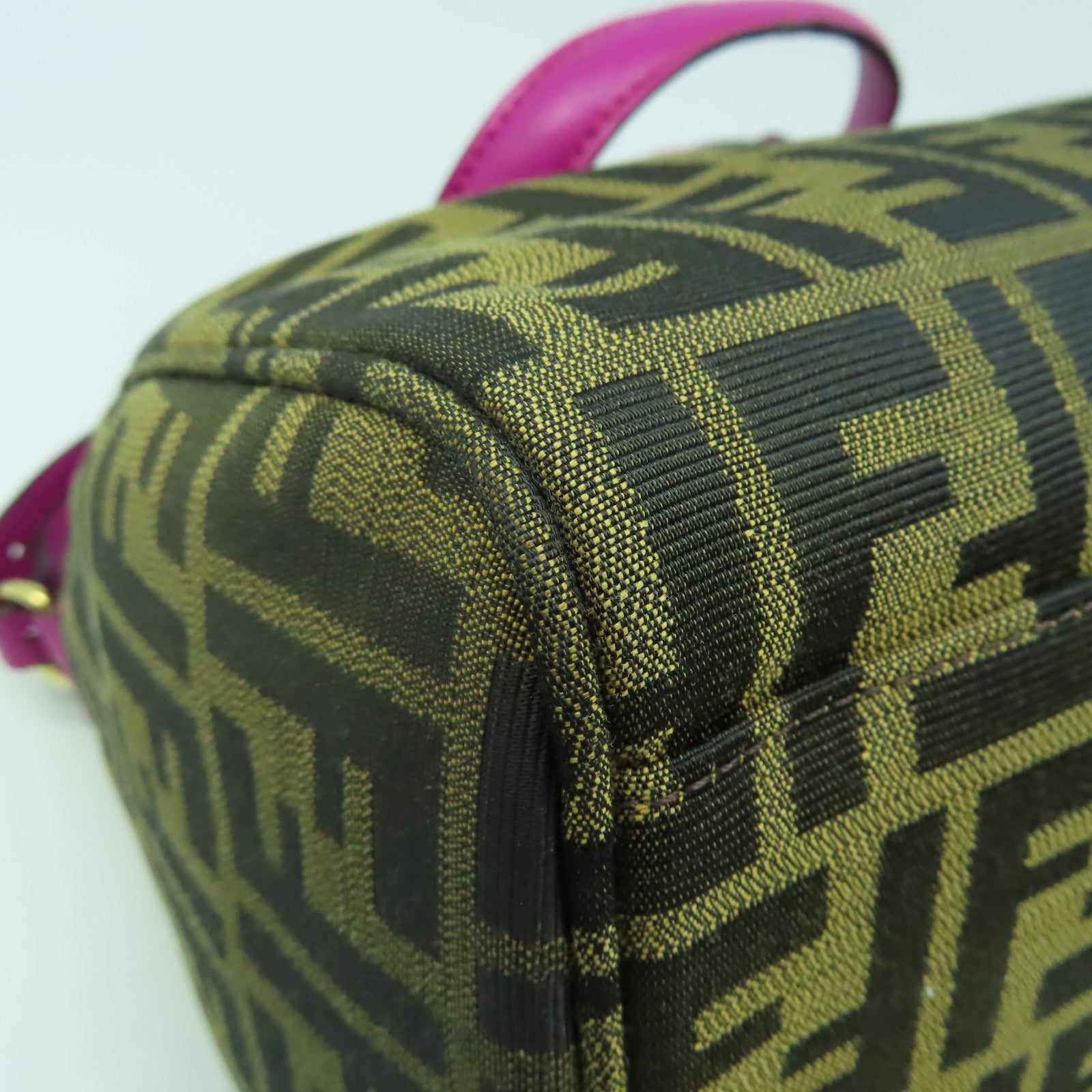 FENDI 帆布Shoulder Bag金扣手挽肩背兩用袋啡色/紫色