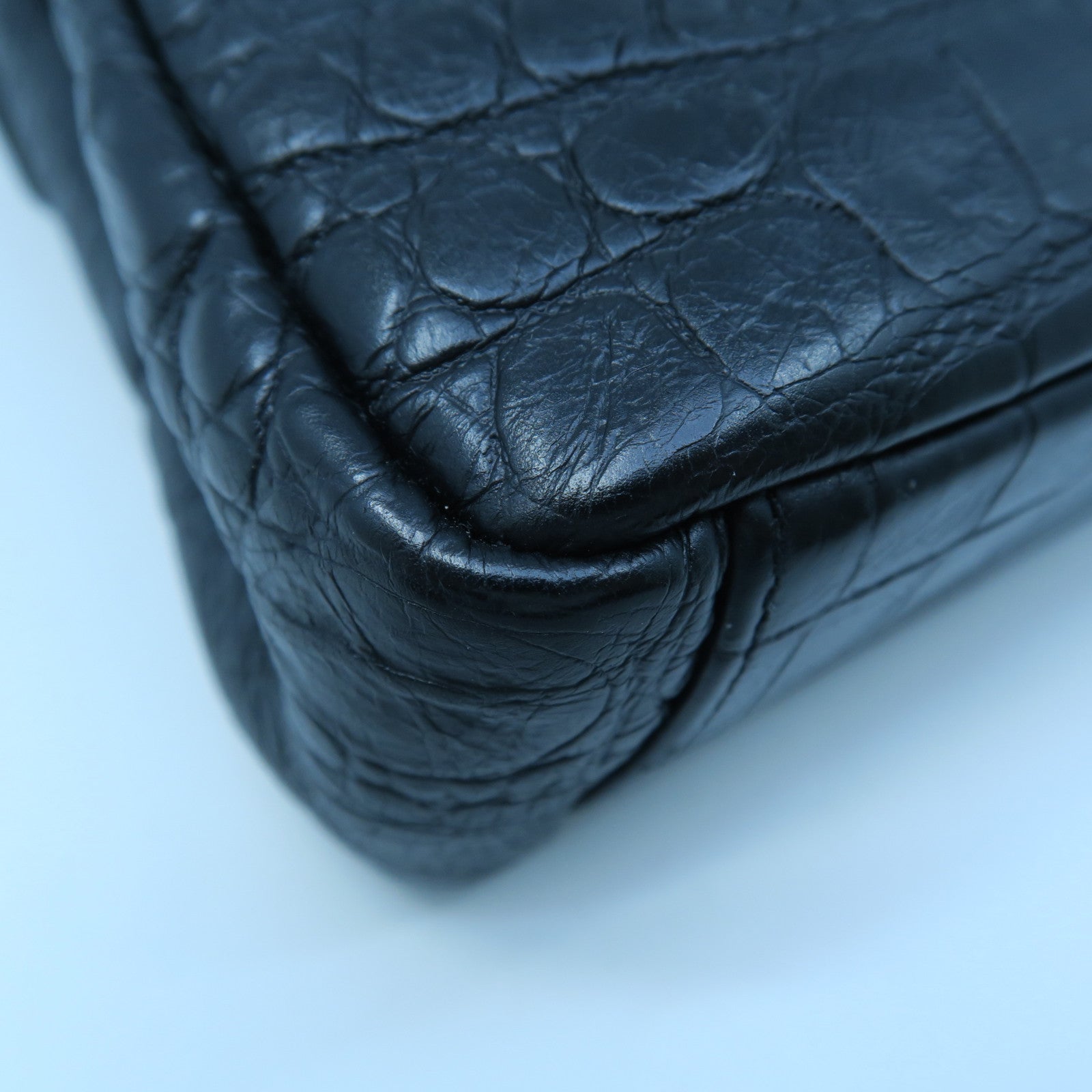 SAINT LAURENT 牛皮皮革Chain Shoulder銀扣手挽肩背兩用袋黑色