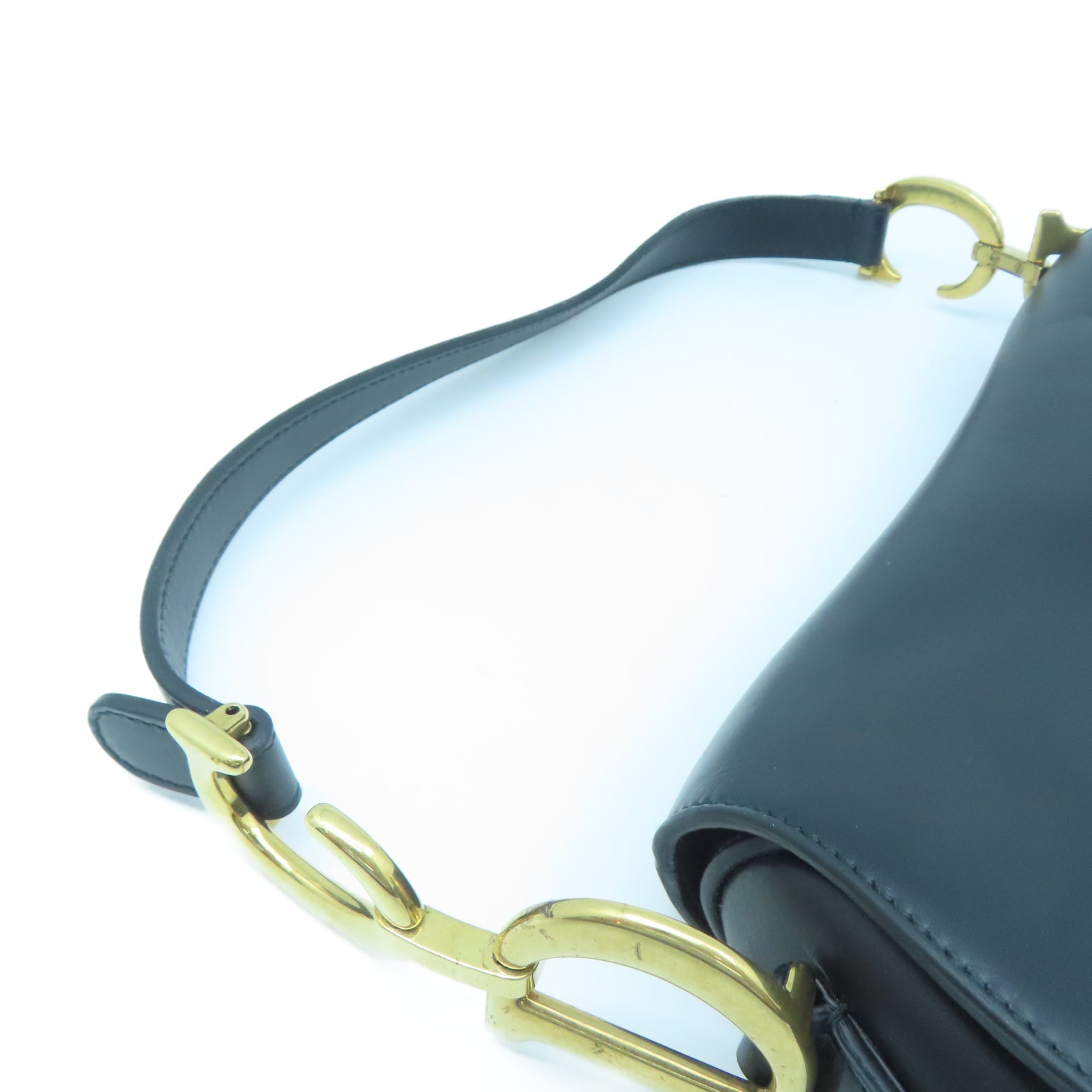 Dior 牛皮皮革Saddle bag金扣肩背袋黑色