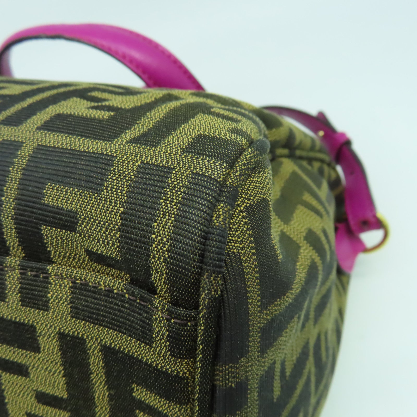 FENDI 帆布Shoulder Bag金扣手挽肩背兩用袋啡色/紫色