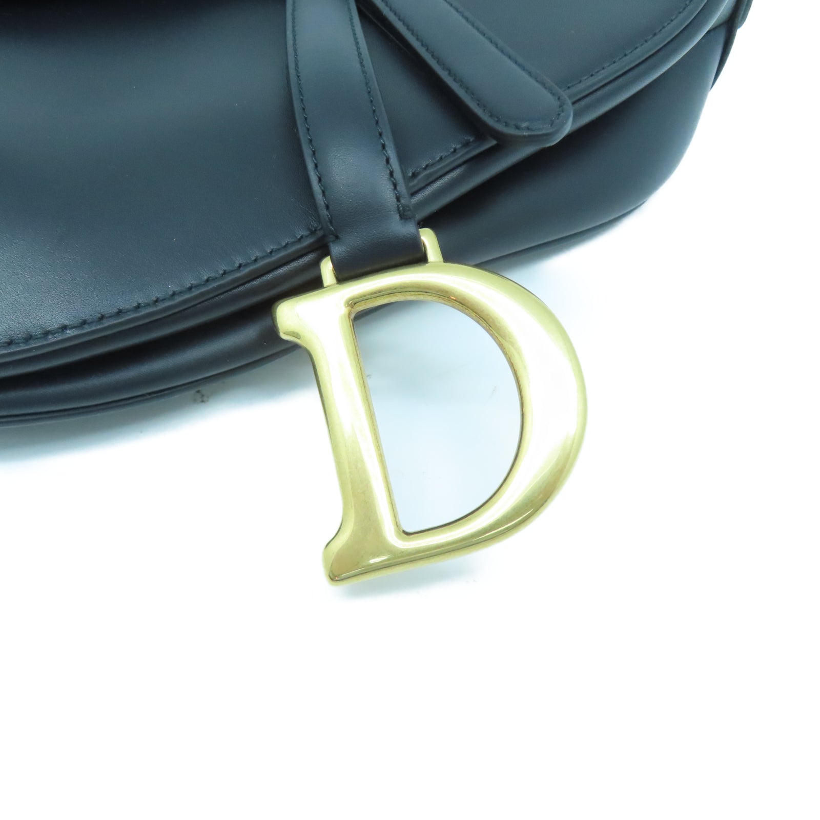 Dior 牛皮皮革Saddle bag金扣肩背袋黑色