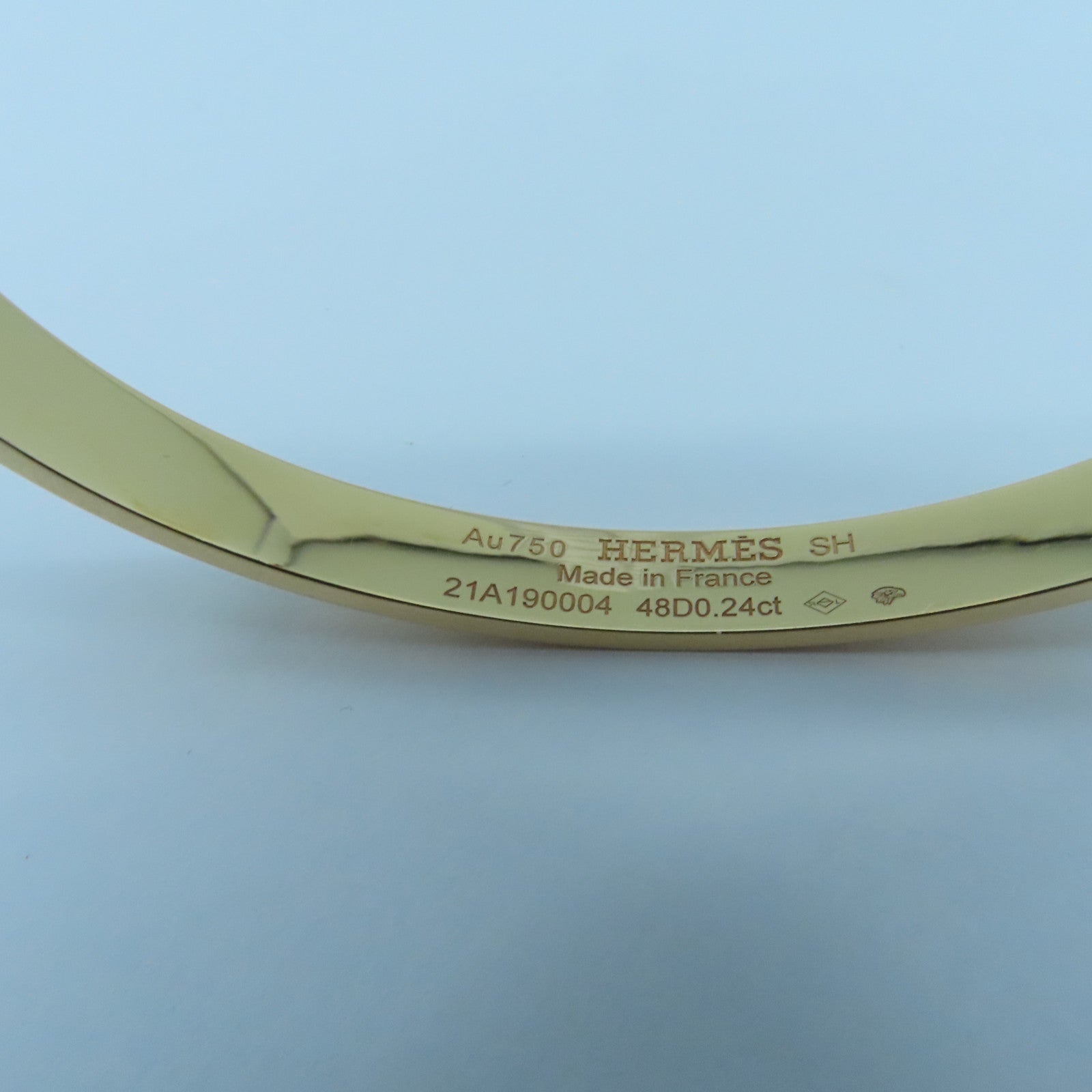 HERMES 18K黄金Collier de Chieu 0.24ct钻石手镯