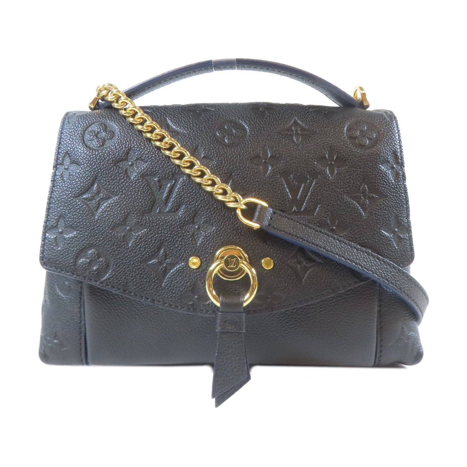 LOUIS VUITTON Monogram Empreinte Blanche BB金扣肩背袋黑色