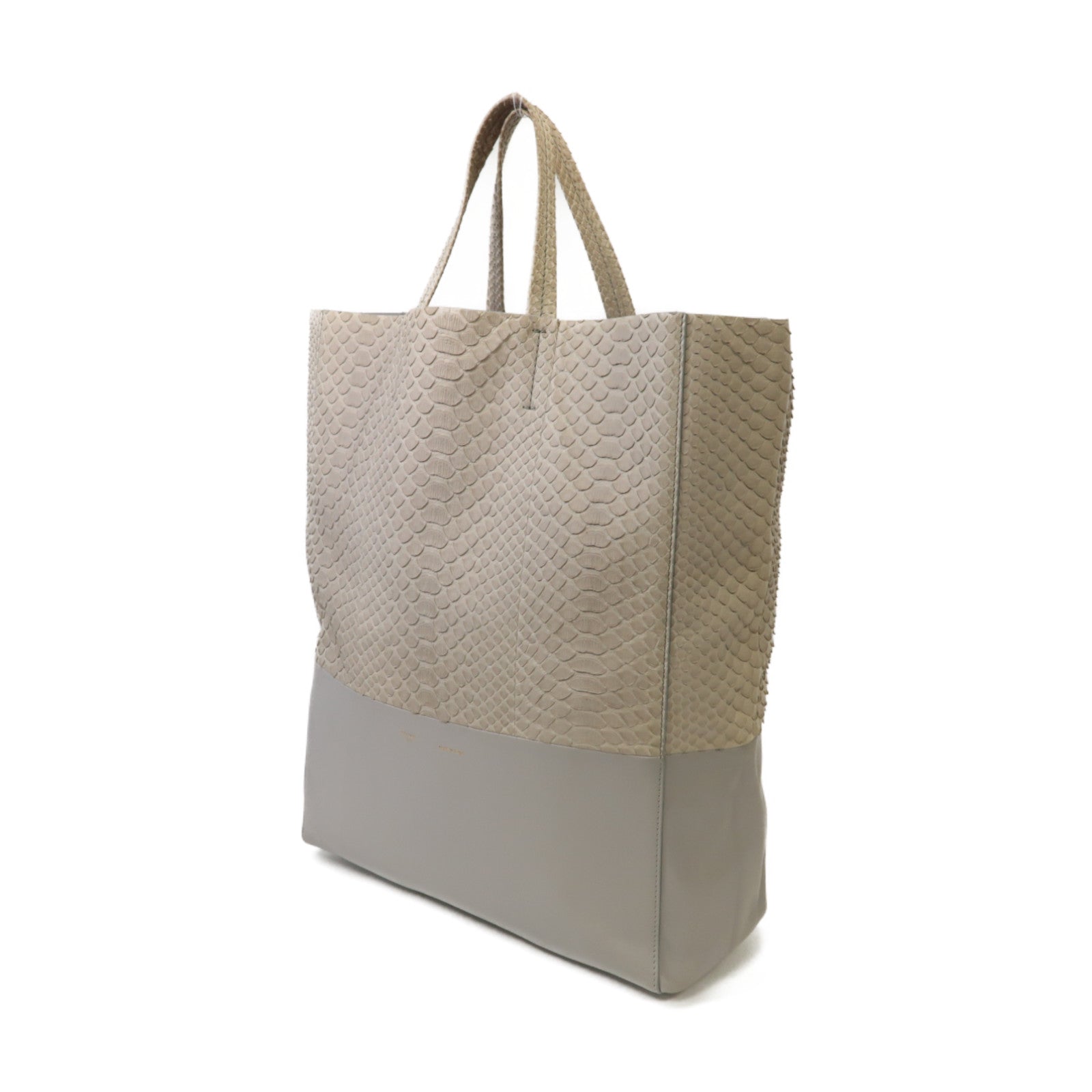CELINE 牛皮皮革/蛇皮皮革Tote Bag金扣手挽袋灰色