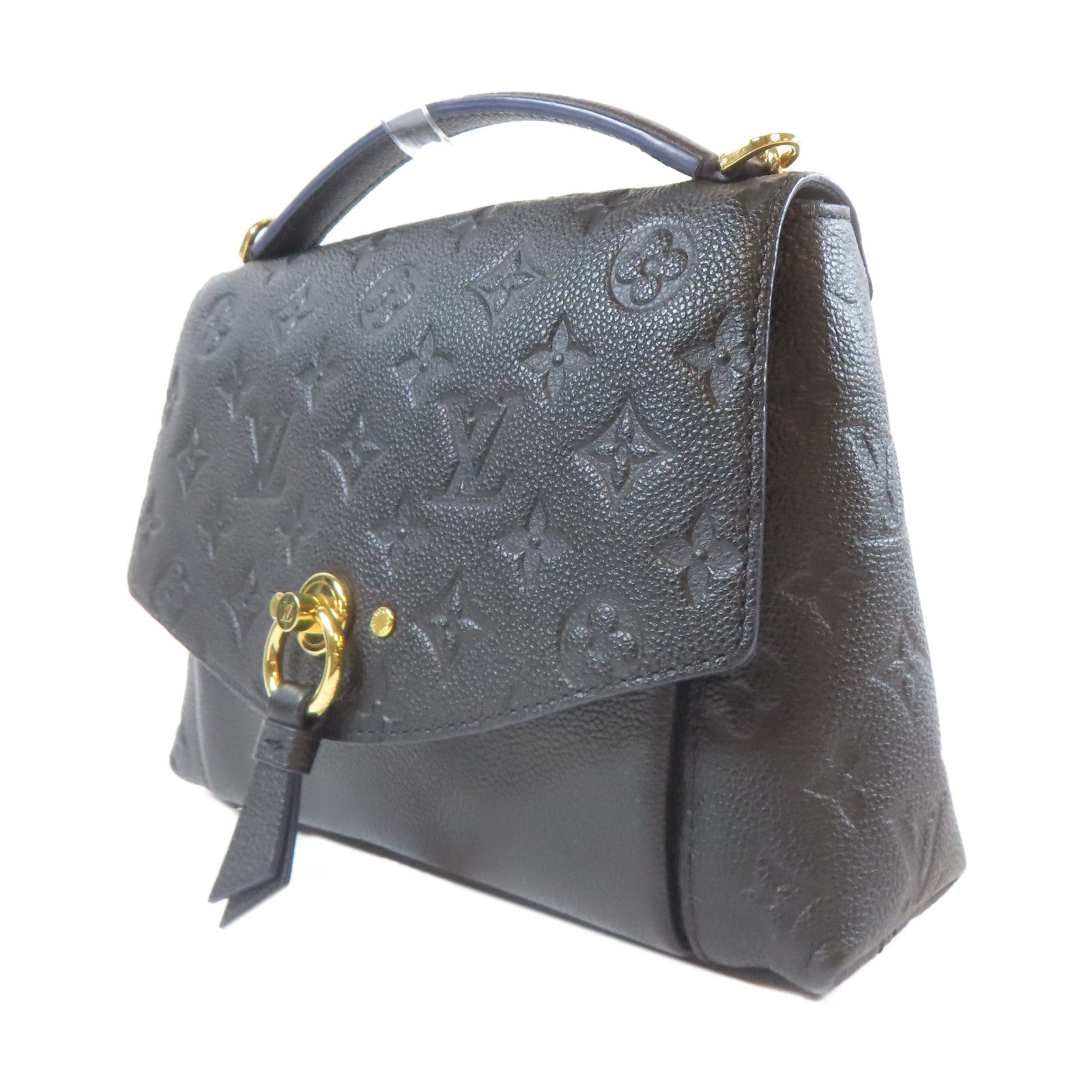 LOUIS VUITTON Monogram Empreinte Blanche BB金扣肩背袋黑色
