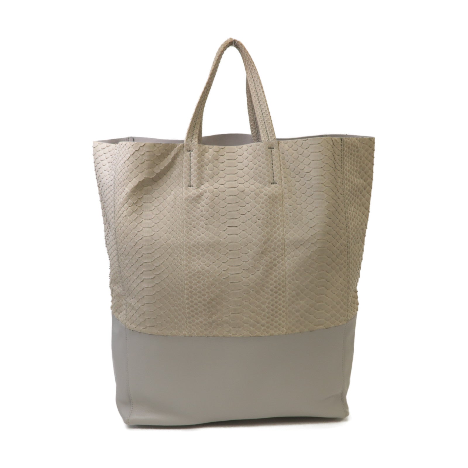 CELINE 牛皮皮革/蛇皮皮革Tote Bag金扣手挽袋灰色