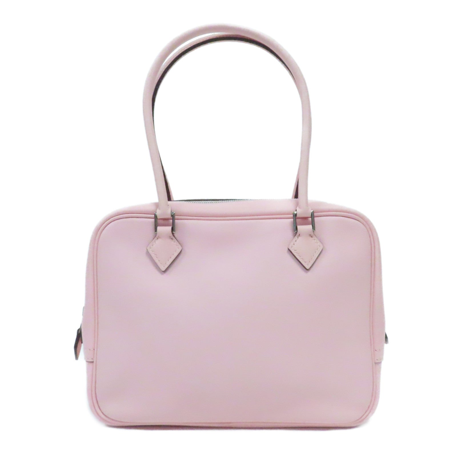 HERMES Swift皮革Mini Plume銀扣手挽袋Rose Sakura櫻花粉紅色