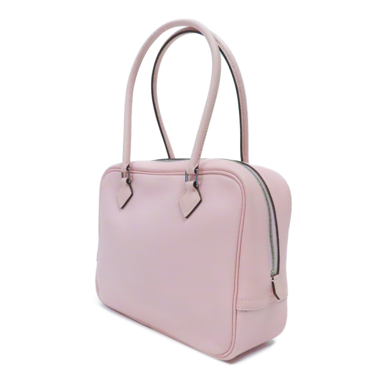 HERMES Swift皮革Mini Plume銀扣手挽袋Rose Sakura櫻花粉紅色