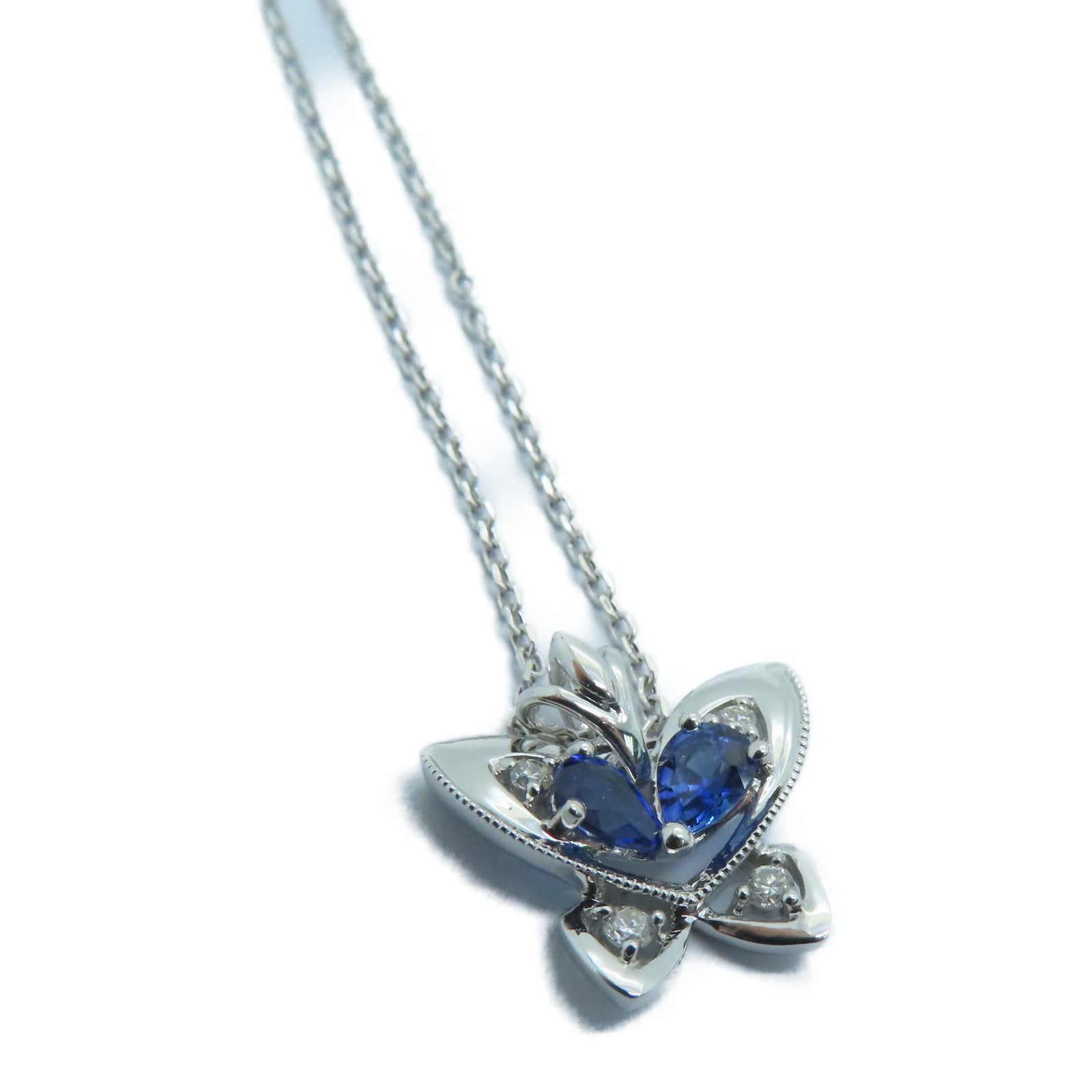 JEWELRY 18K白金Sapphire Necklace藍寶石頸錬0.38/0.05ct