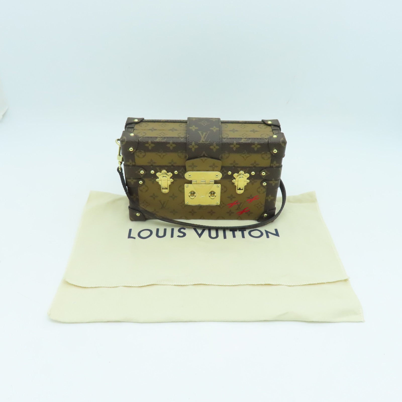 LOUIS VUITTON Monogram Reverse Petite Malle金扣肩背袋啡色