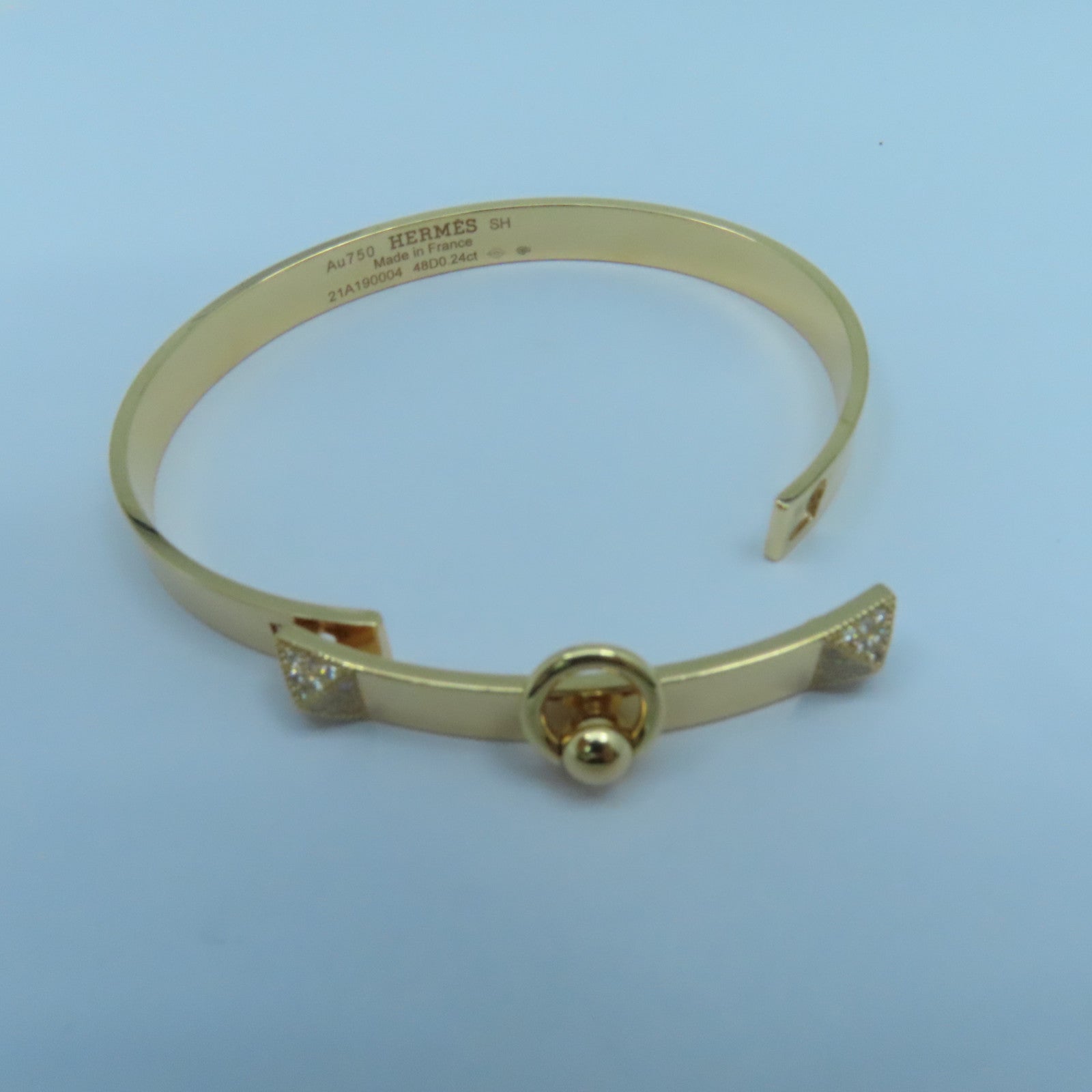 HERMES 18K黄金Collier de Chieu 0.24ct钻石手镯