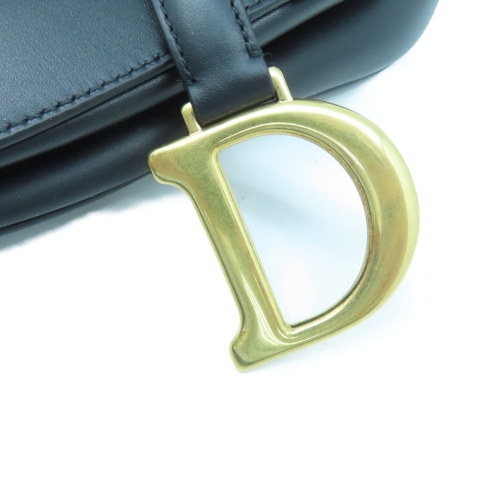Dior 牛皮皮革Saddle bag金扣肩背袋黑色