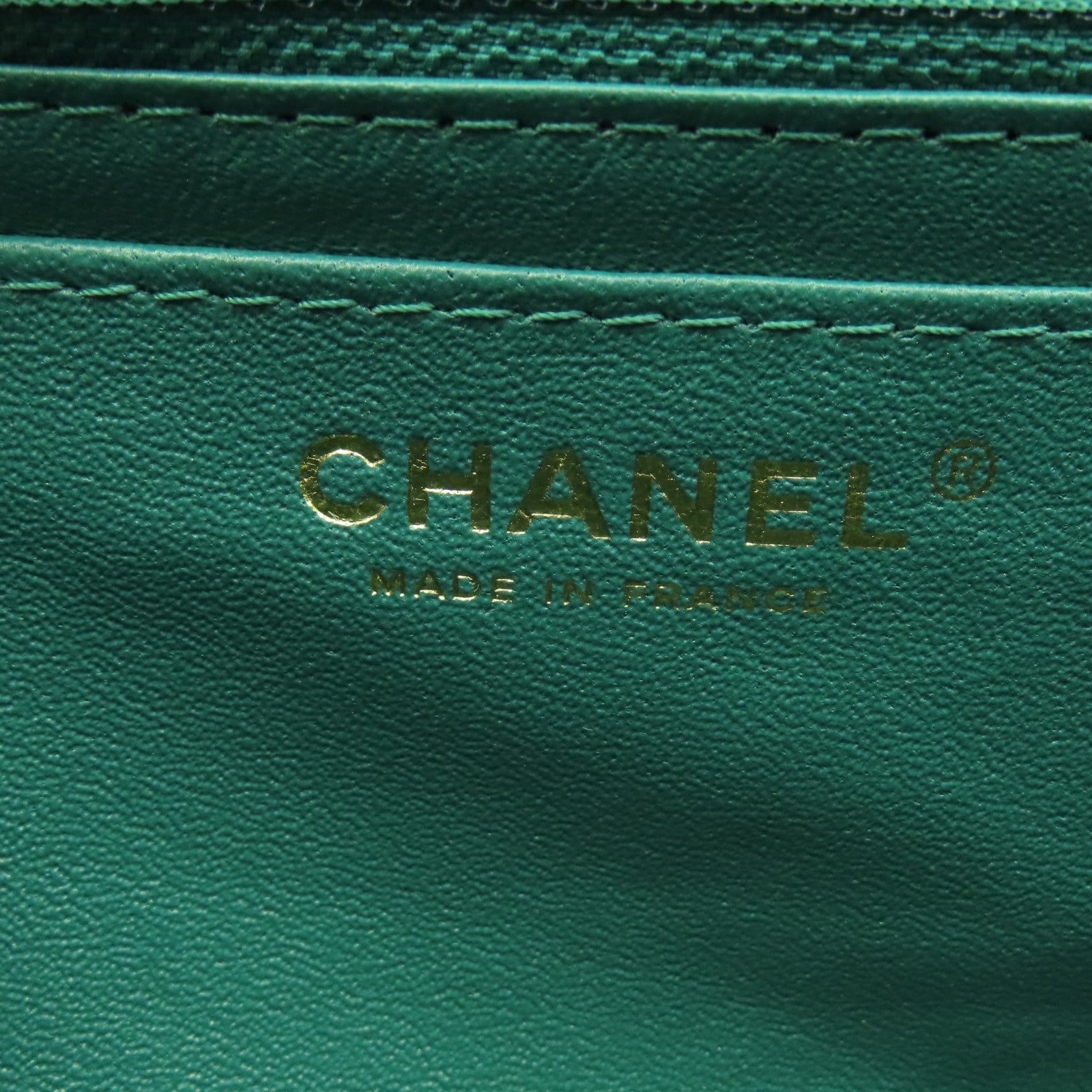 CHANEL 菱格牛皮皮革Chain Shoulder金扣鏈帶肩背袋綠色