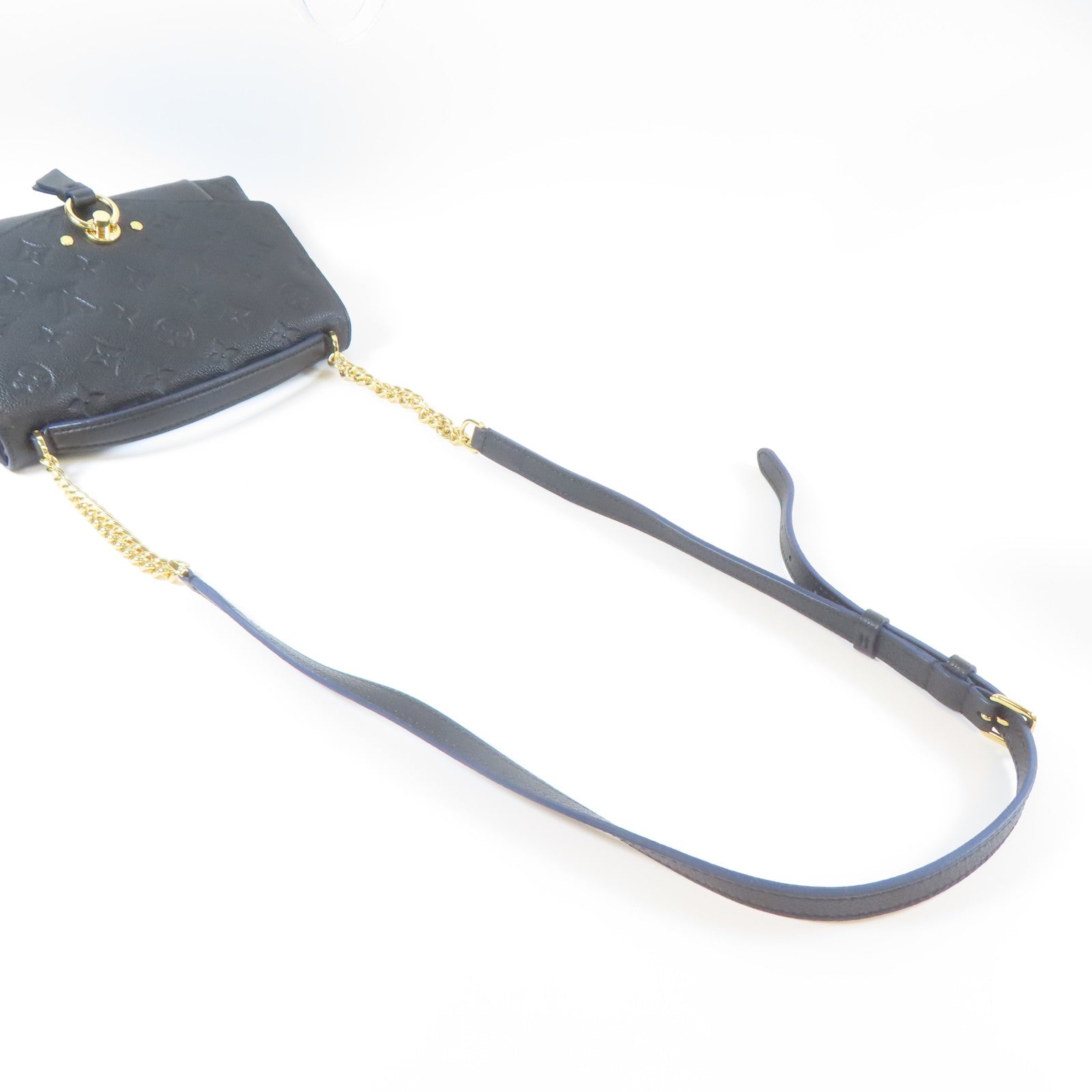 LOUIS VUITTON Monogram Empreinte Blanche BB金扣肩背袋黑色