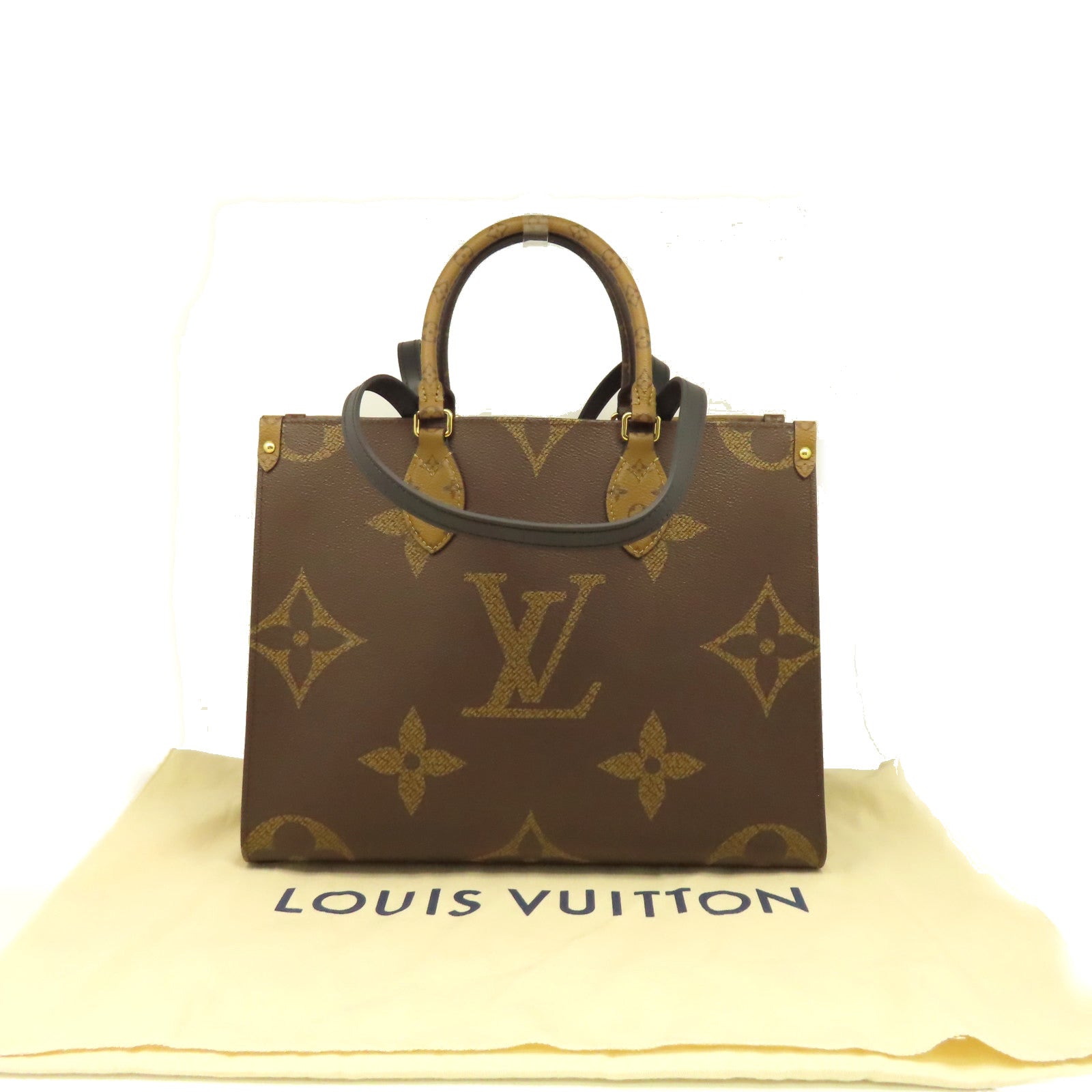 LOUIS VUITTON Monogram OnTheGo MM 2Way Shoulder Bag手挽肩背兩用袋啡色