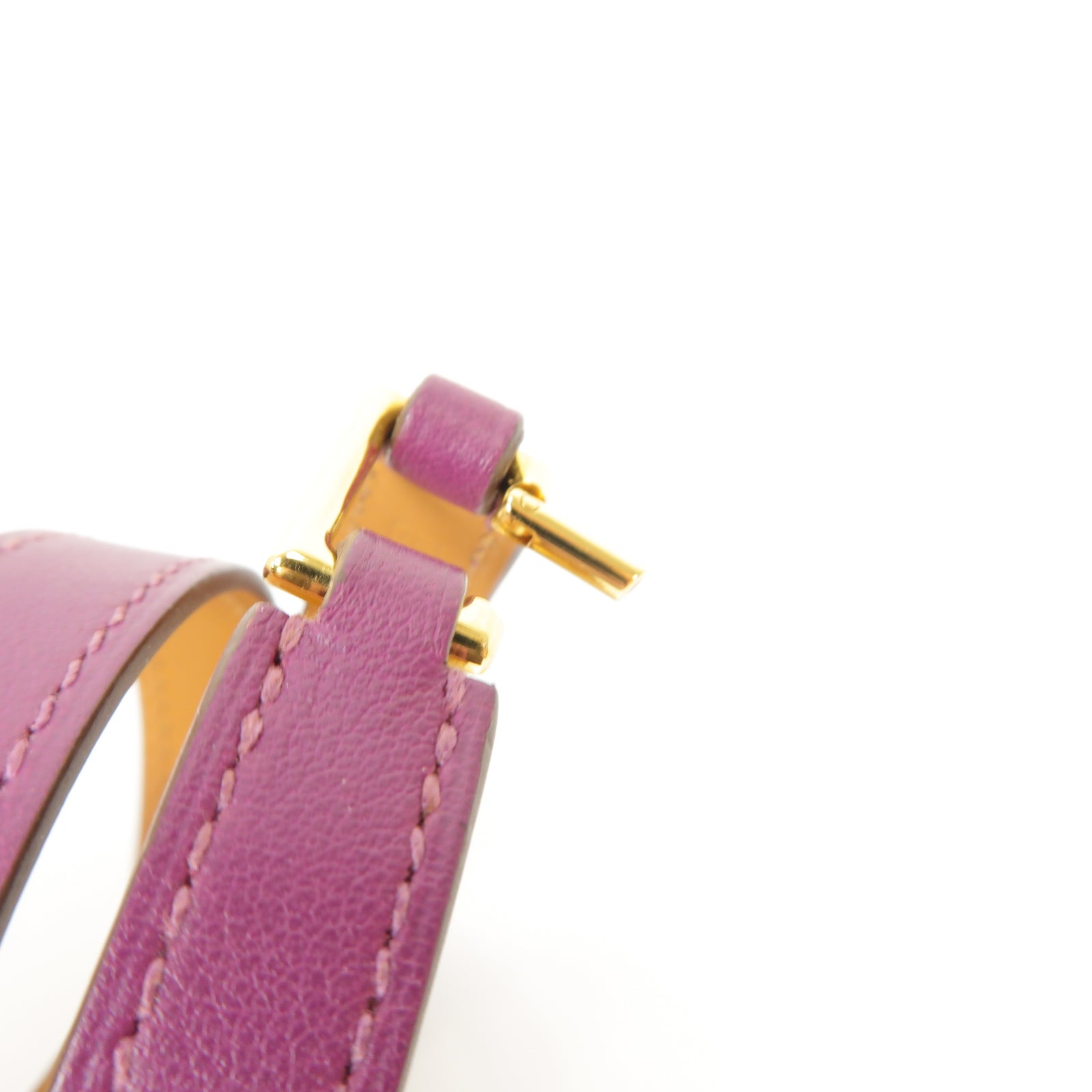 HERMES Swift皮革Rivale Double Tour金扣手鐲紫色