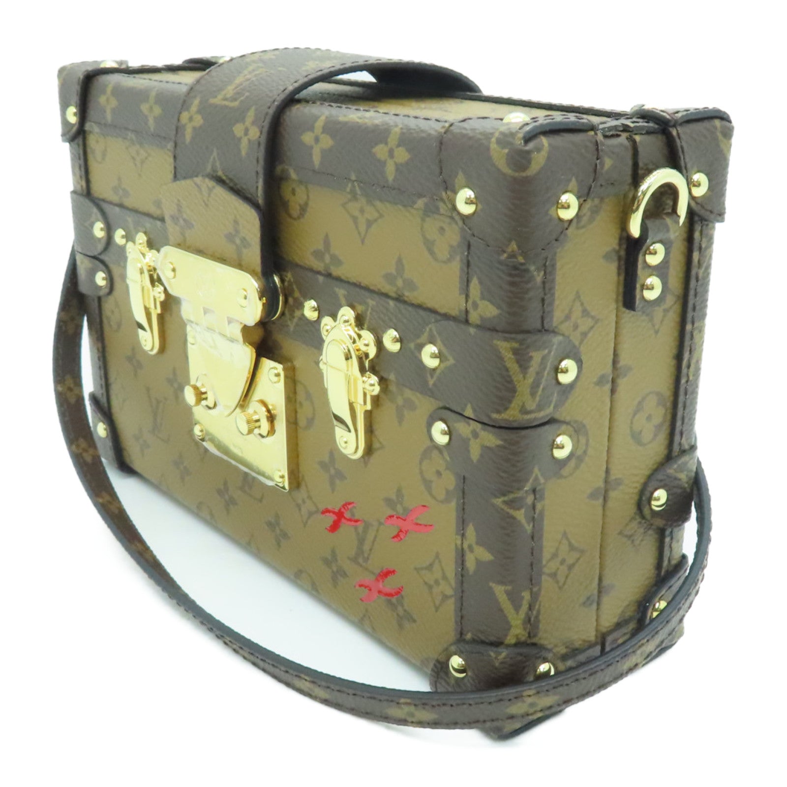 LOUIS VUITTON Monogram Reverse Petite Malle金扣肩背袋啡色