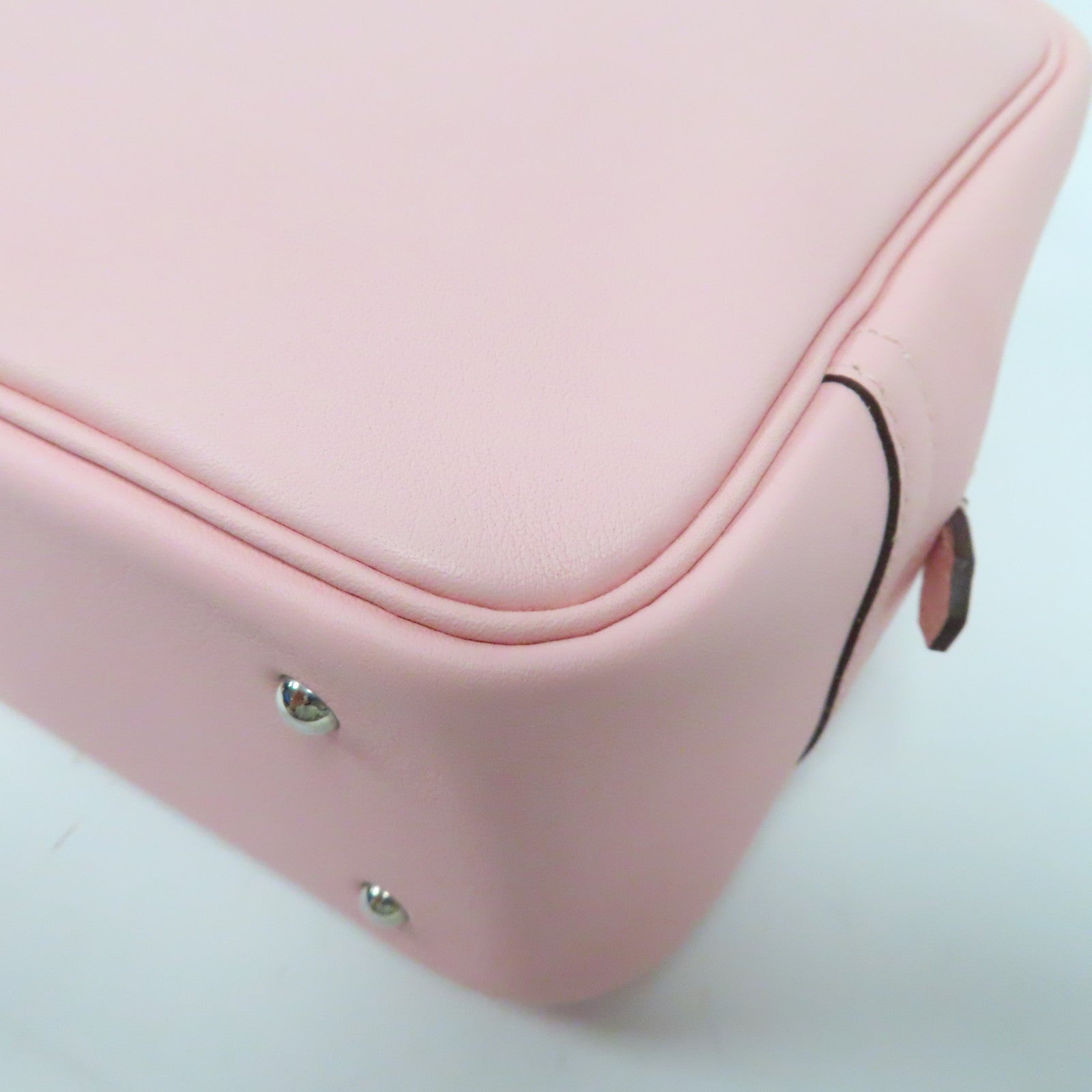 HERMES Swift皮革Mini Plume銀扣手挽袋Rose Sakura櫻花粉紅色