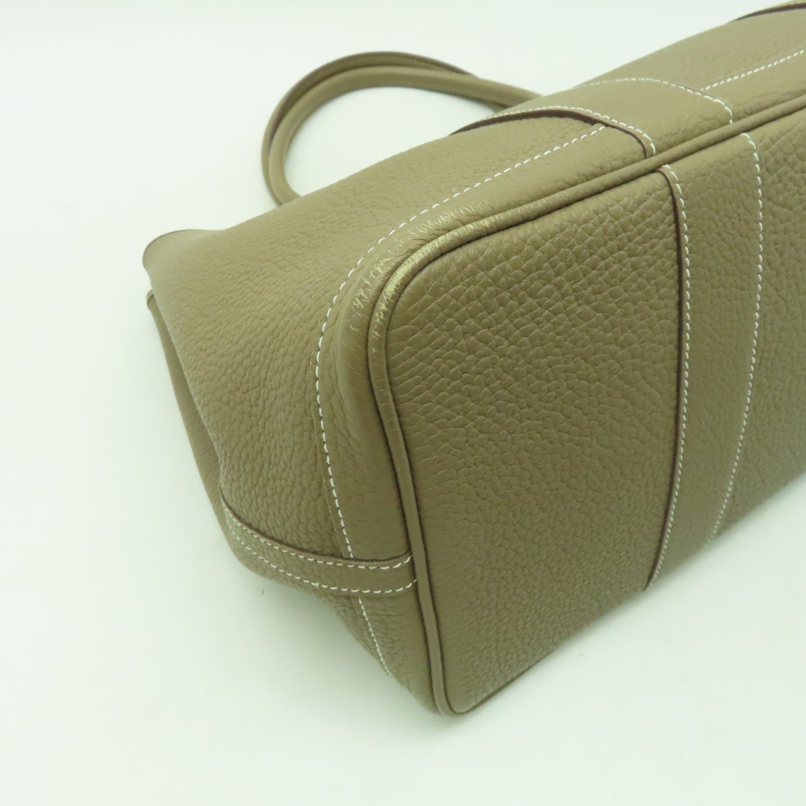 HERMES 【激減優惠】Negonda皮革Garden Party PM銀扣手挽袋灰色