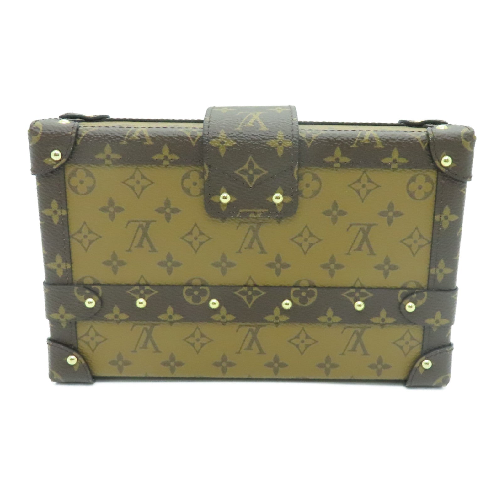 LOUIS VUITTON Monogram Reverse Petite Malle金扣肩背袋啡色
