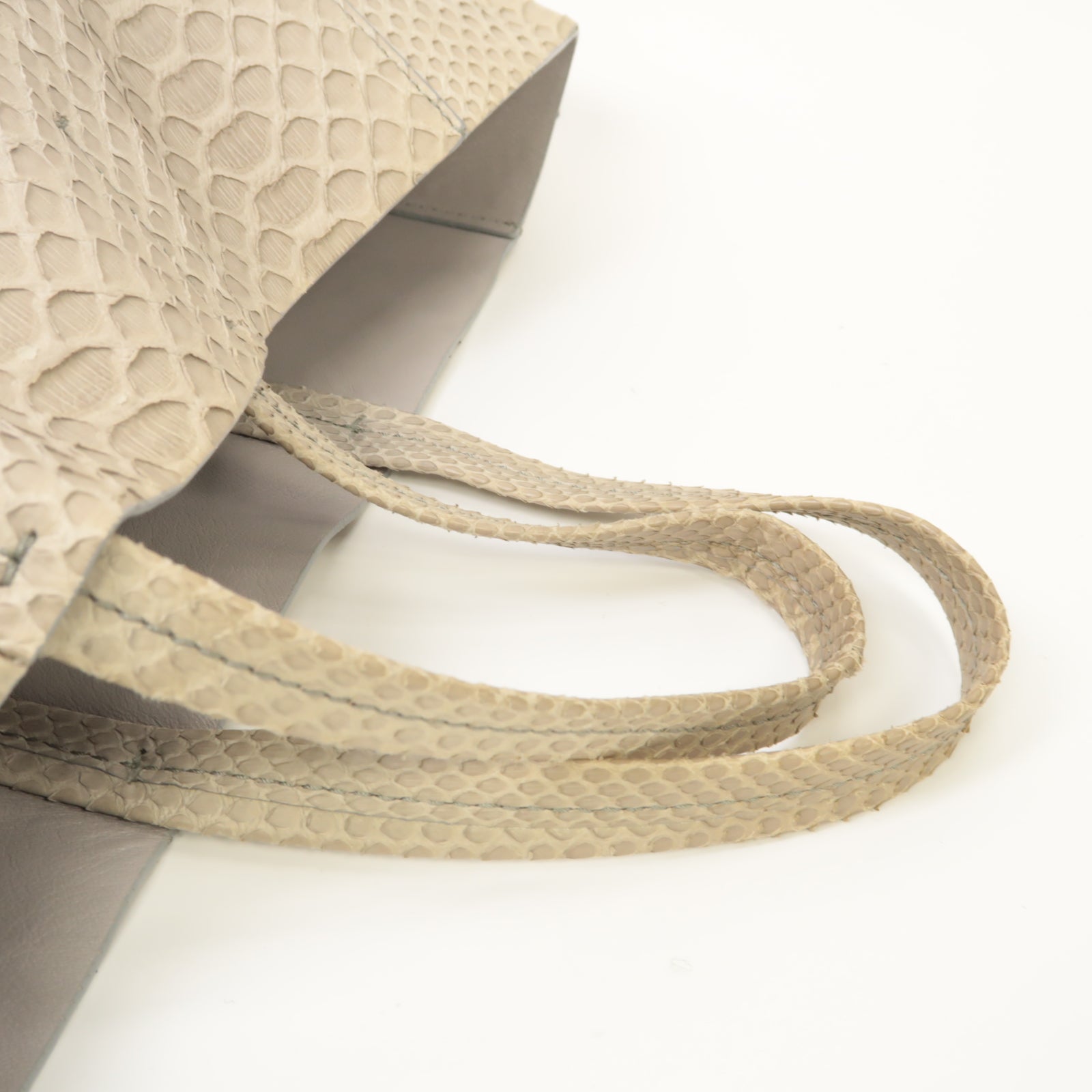 CELINE 牛皮皮革/蛇皮皮革Tote Bag金扣手挽袋灰色