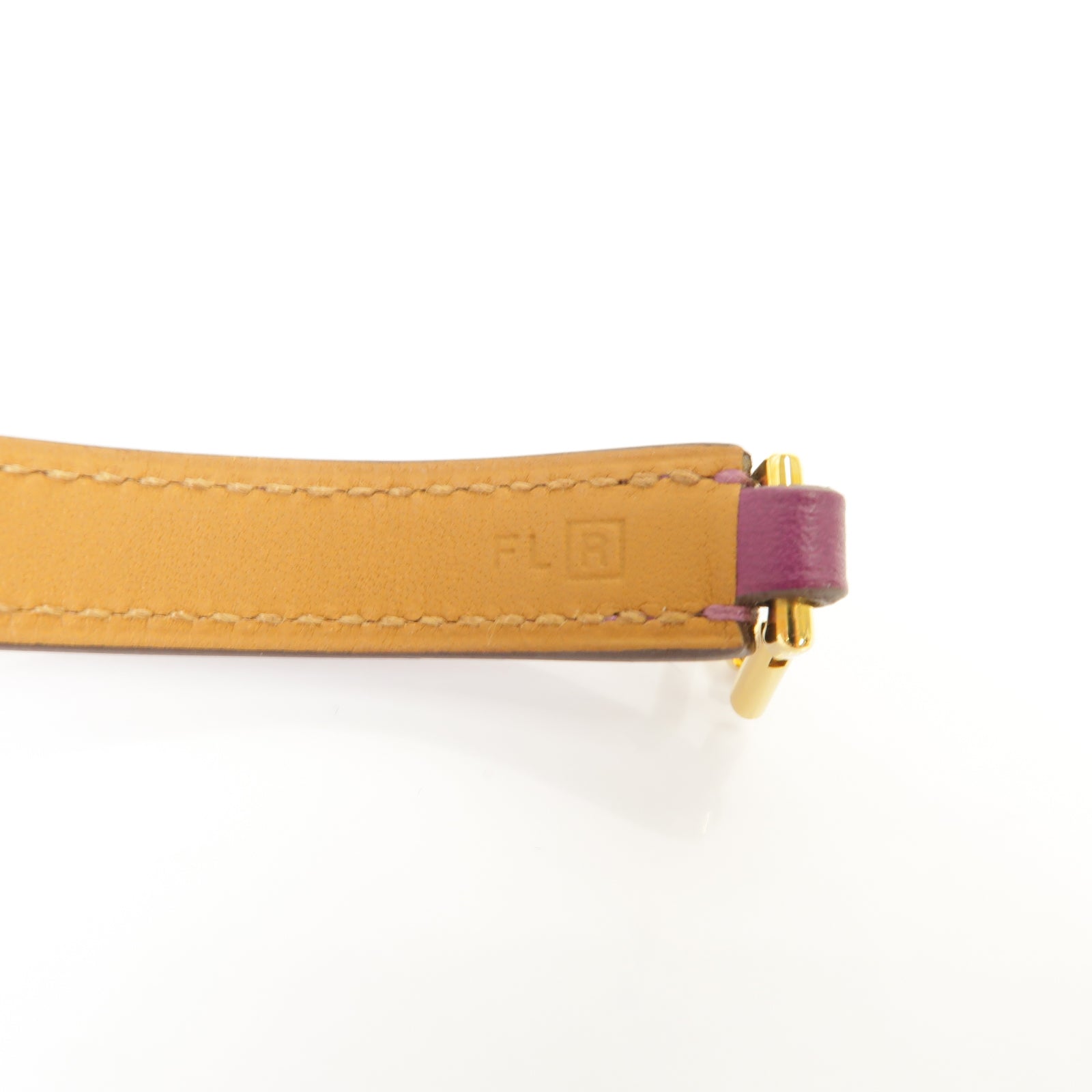 HERMES Swift皮革Rivale Double Tour金扣手鐲紫色