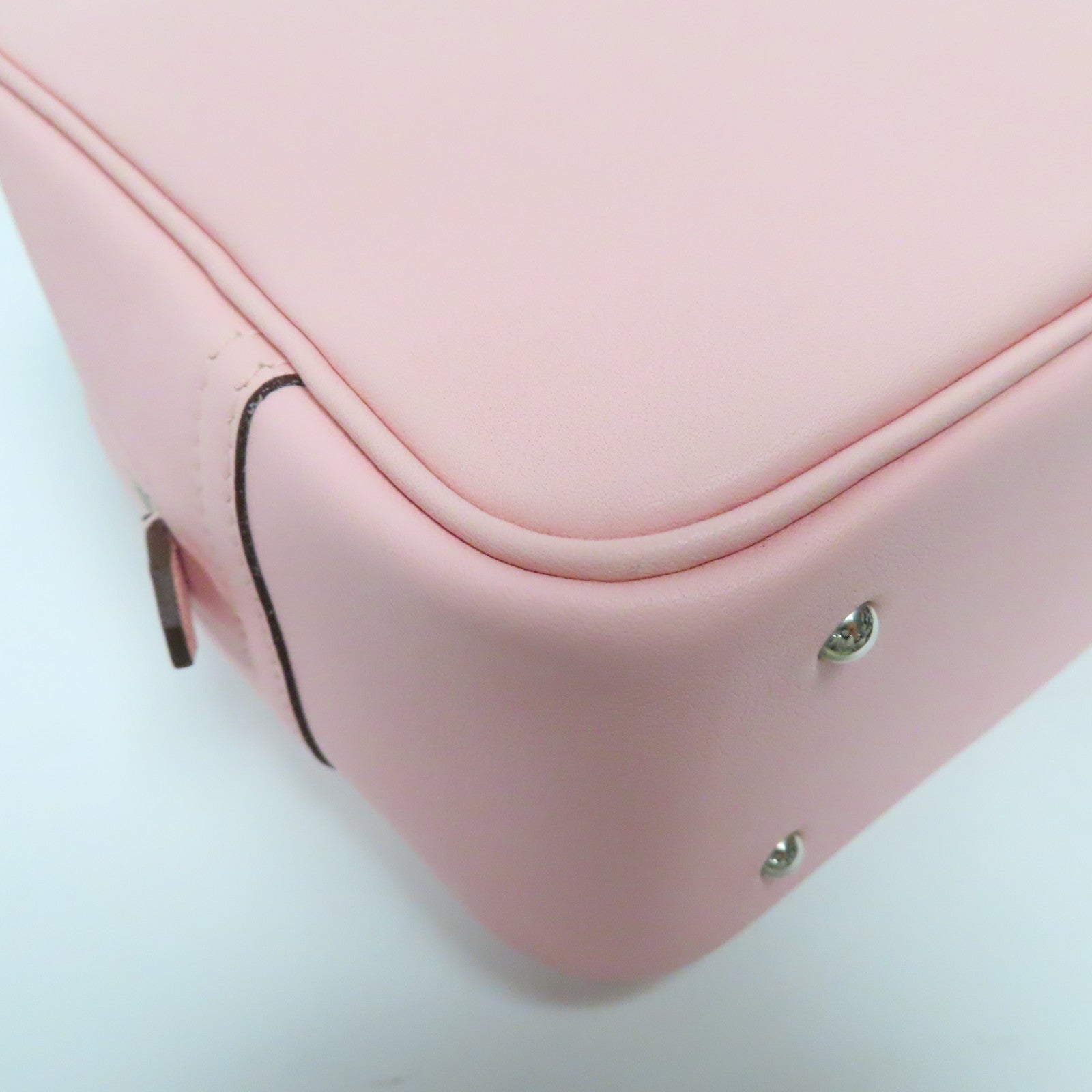 HERMES Swift皮革Mini Plume銀扣手挽袋Rose Sakura櫻花粉紅色