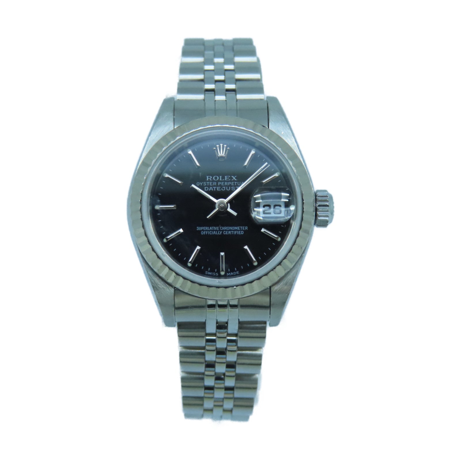 ROLEX Datejust 18K白金/不鏽鋼手錶自動機芯黑色