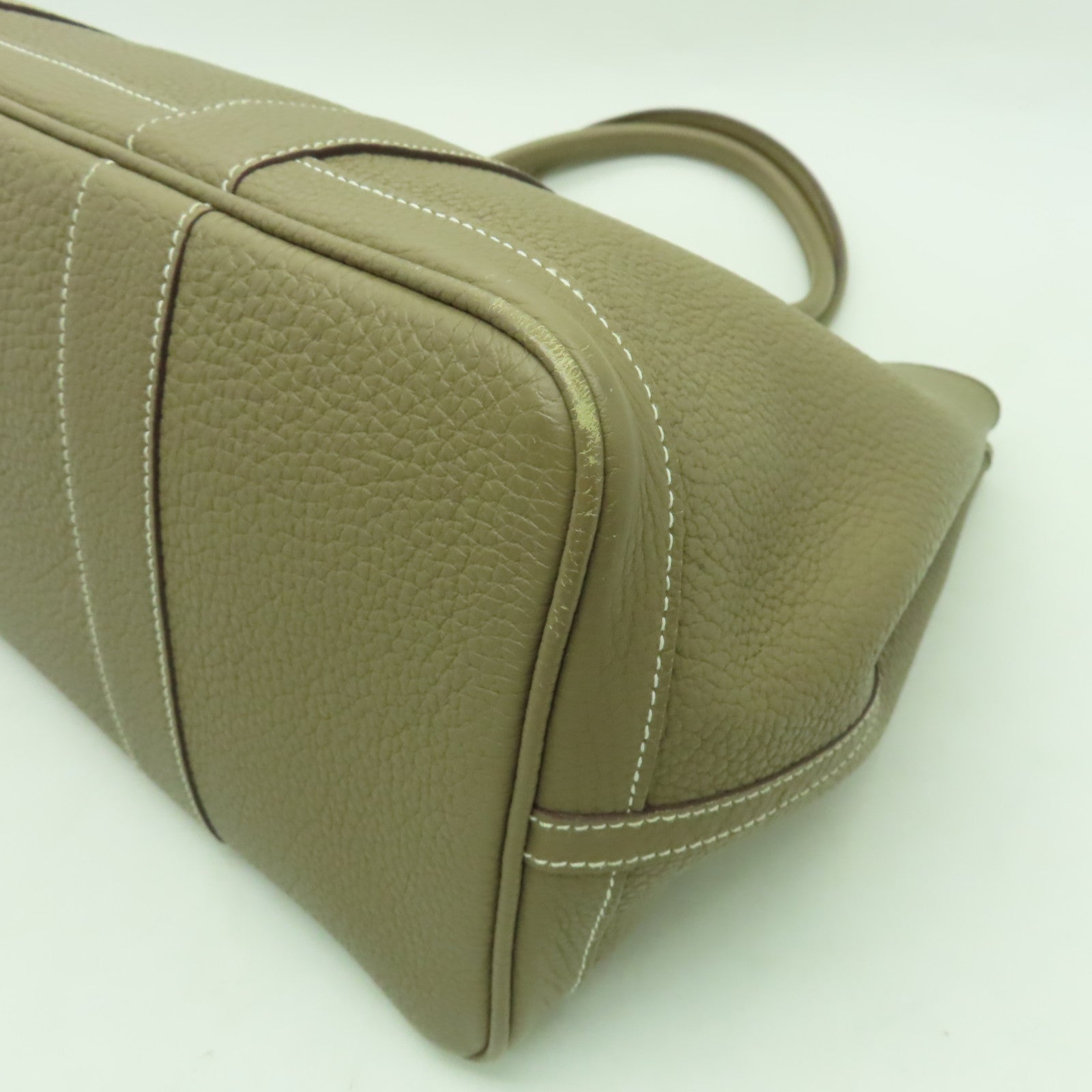 HERMES 【激減優惠】Negonda皮革Garden Party PM銀扣手挽袋灰色