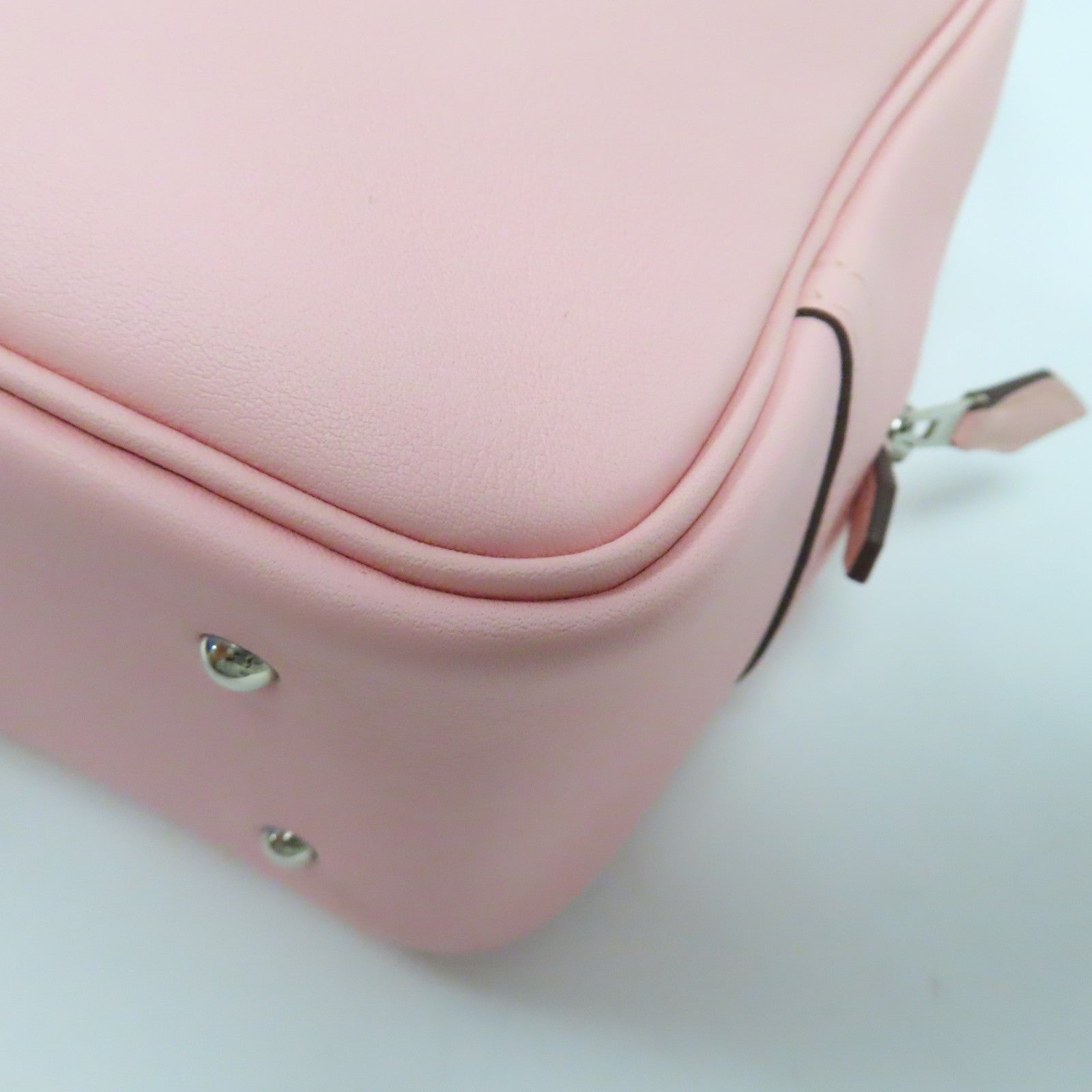 HERMES Swift皮革Mini Plume銀扣手挽袋Rose Sakura櫻花粉紅色