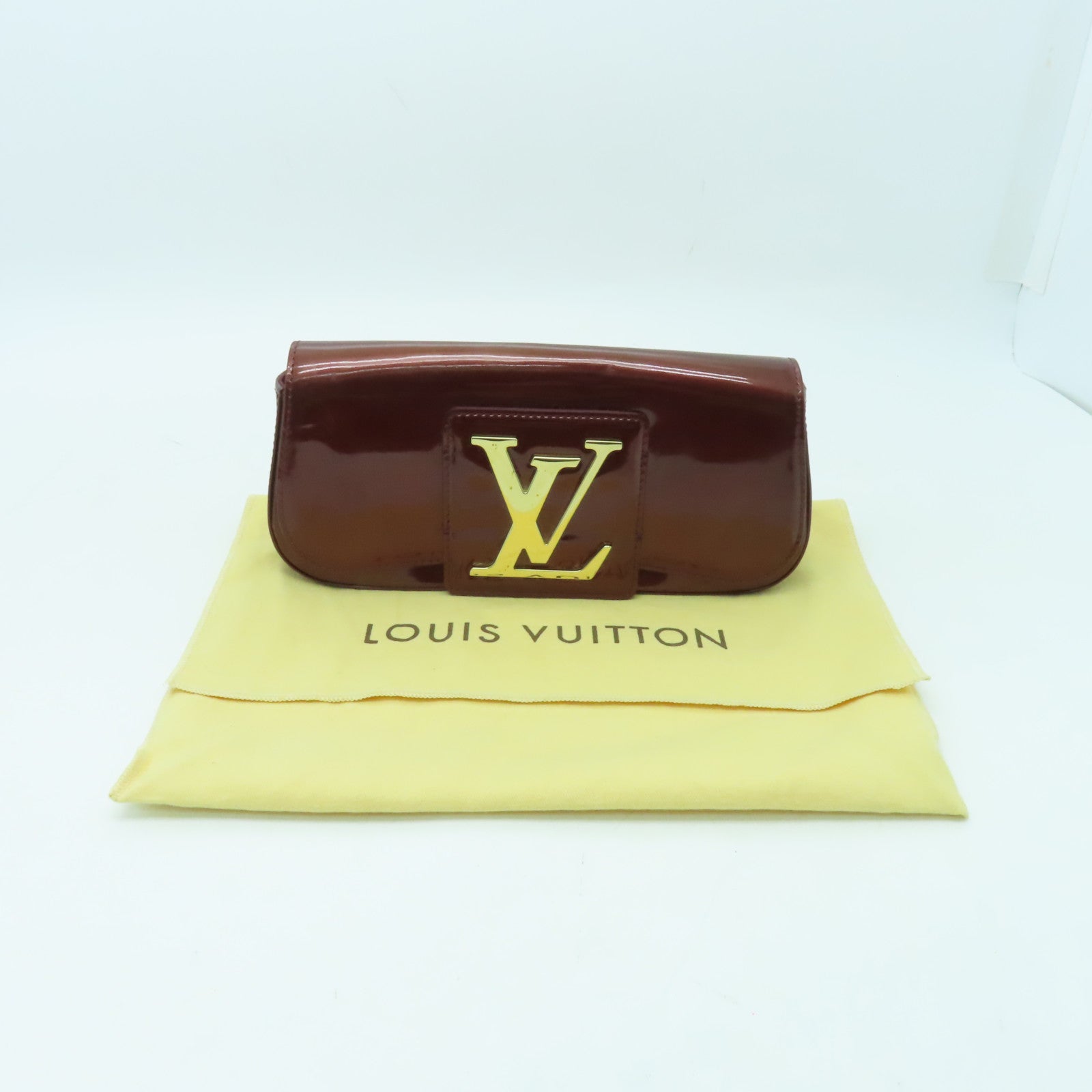 LOUIS VUITTON Vernis Pochette Sauvie金扣手拿包啡色