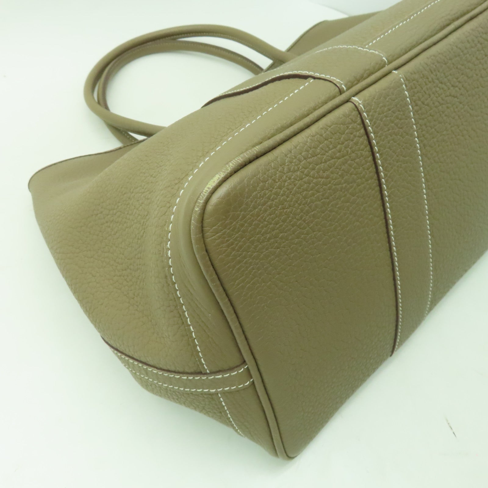HERMES 【激減優惠】Negonda皮革Garden Party PM銀扣手挽袋灰色