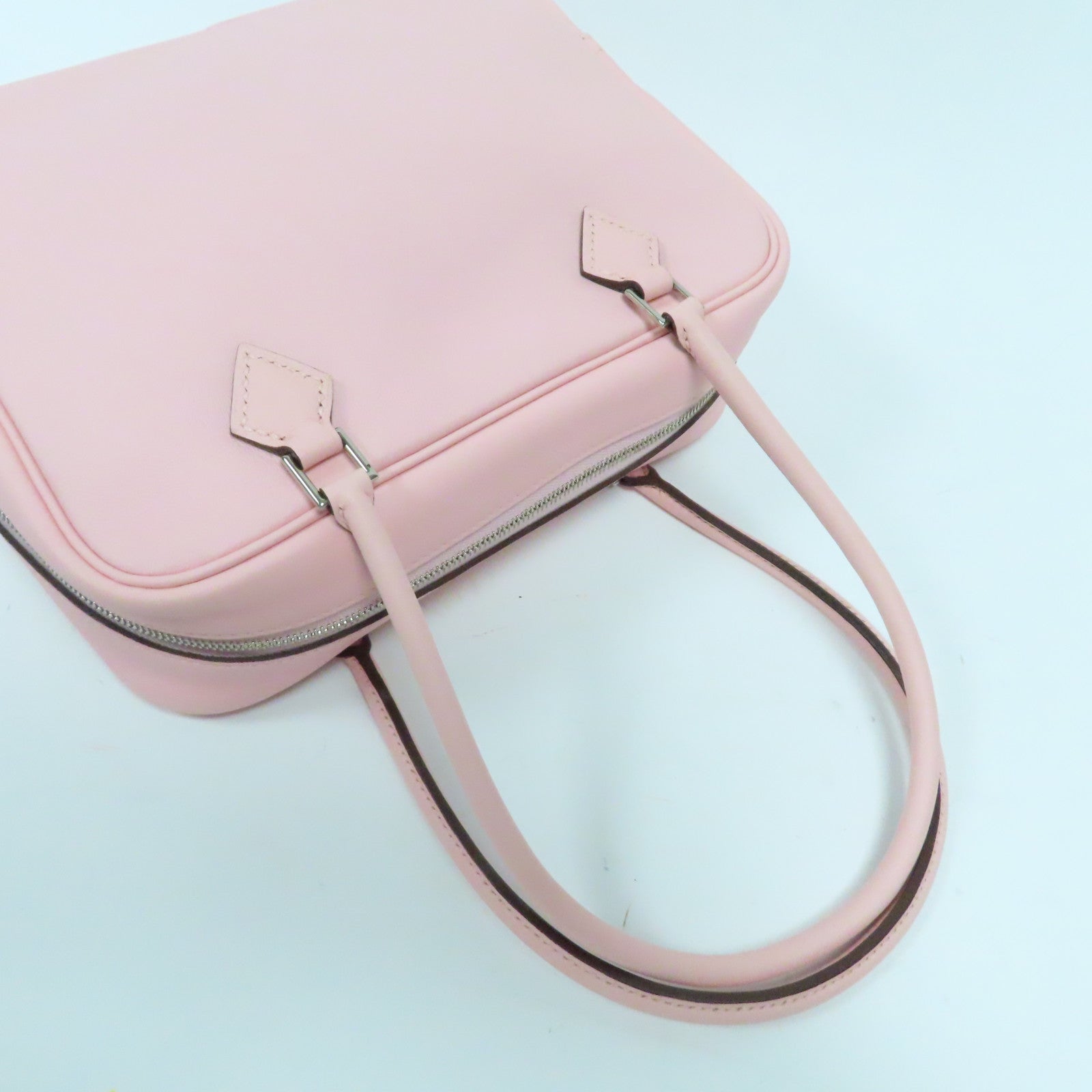 HERMES Swift皮革Mini Plume銀扣手挽袋Rose Sakura櫻花粉紅色