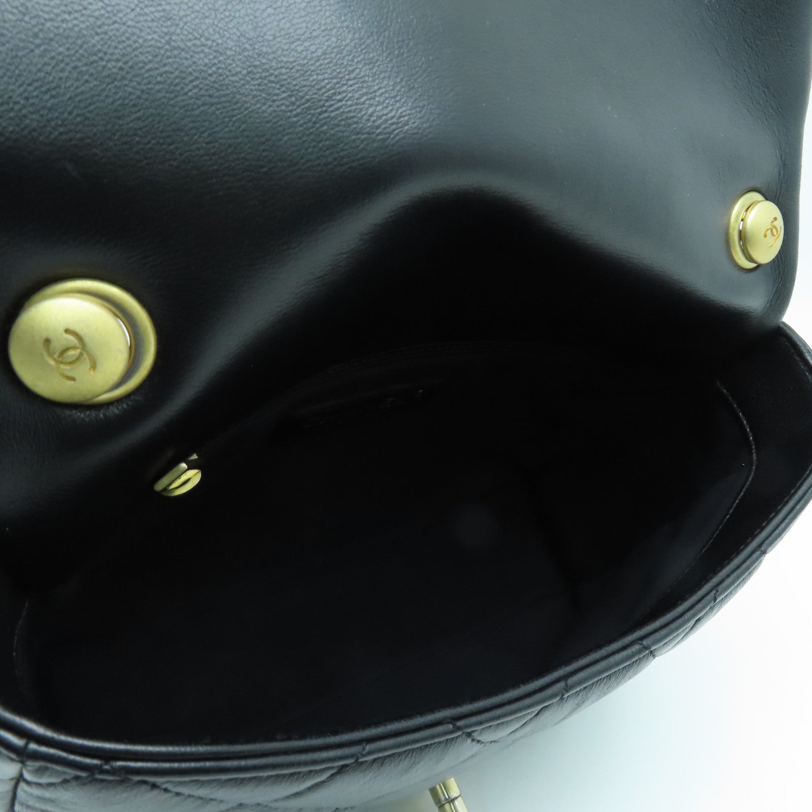CHANEL rhombus sheepskin leather Small Flap Bag gold buckle chain shoulder bag black