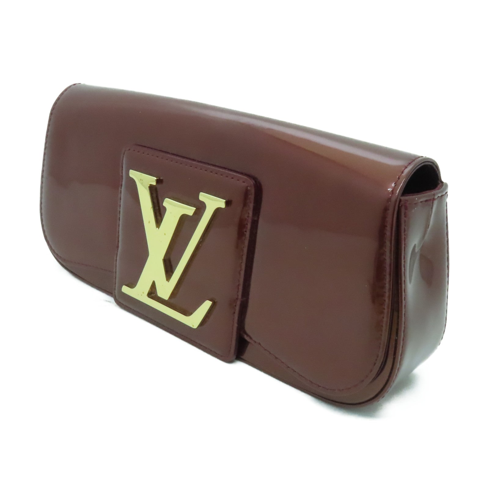 LOUIS VUITTON Vernis Pochette Sauvie金扣手拿包啡色