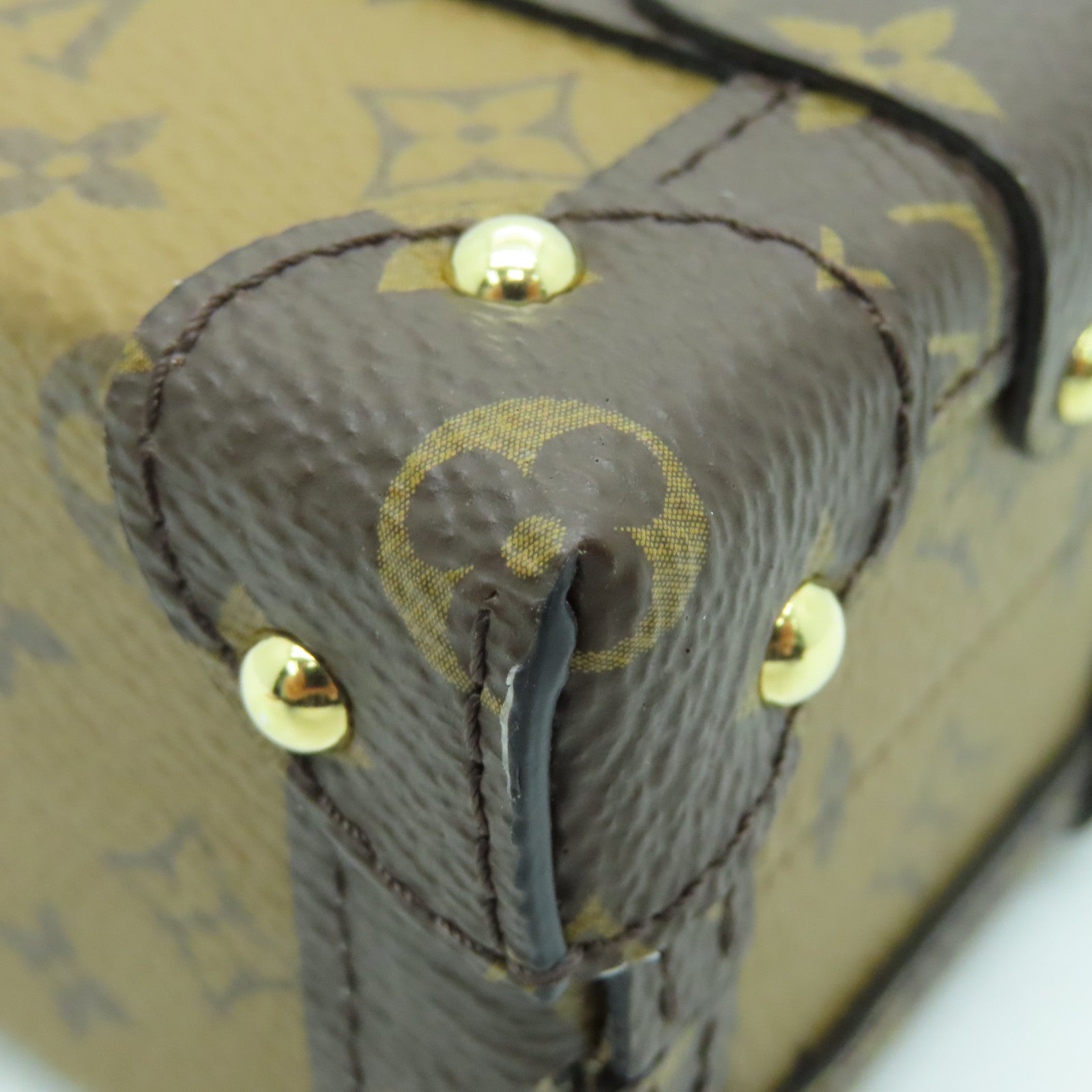 LOUIS VUITTON Monogram Reverse Petite Malle金扣肩背袋啡色