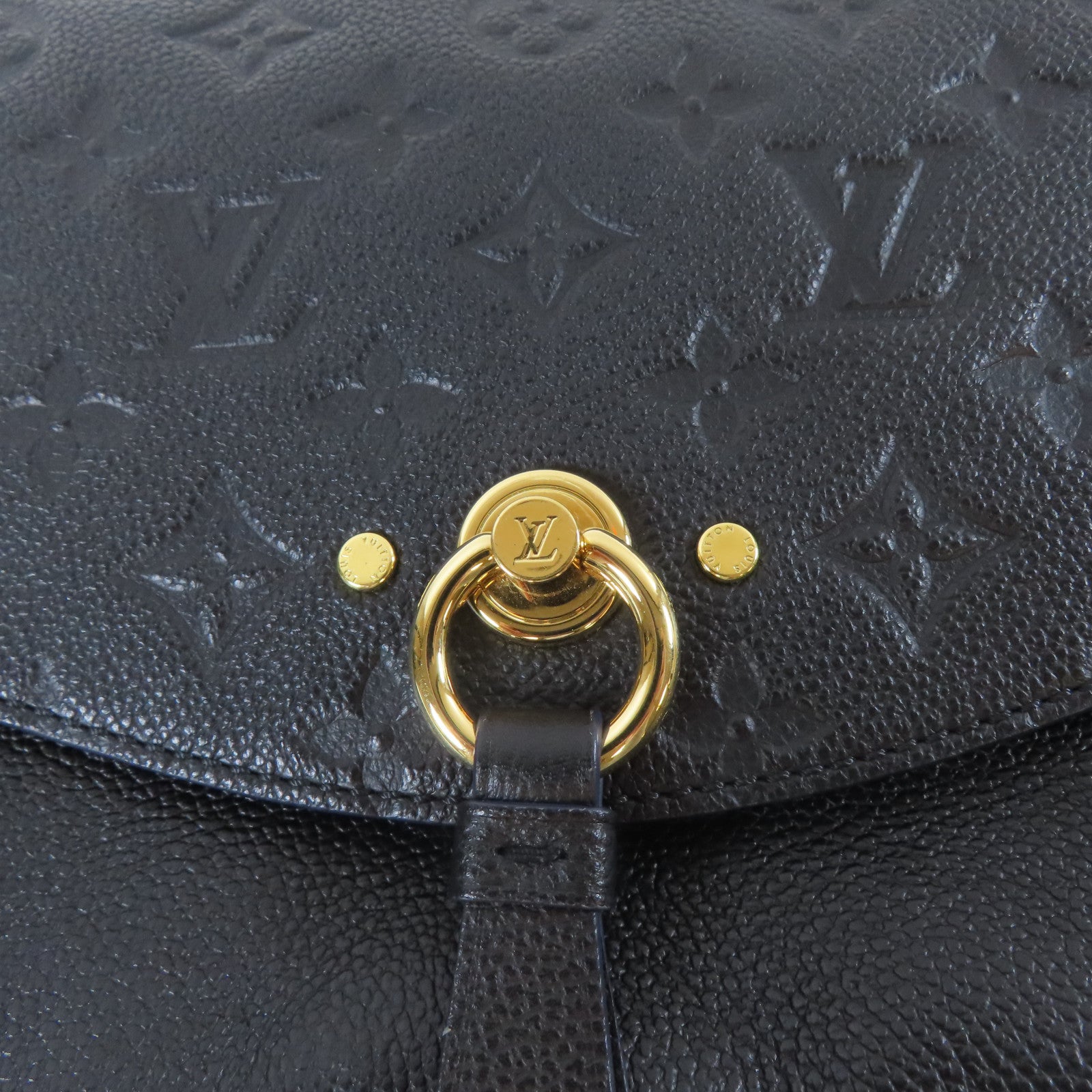 LOUIS VUITTON Monogram Empreinte Blanche BB金扣肩背袋黑色