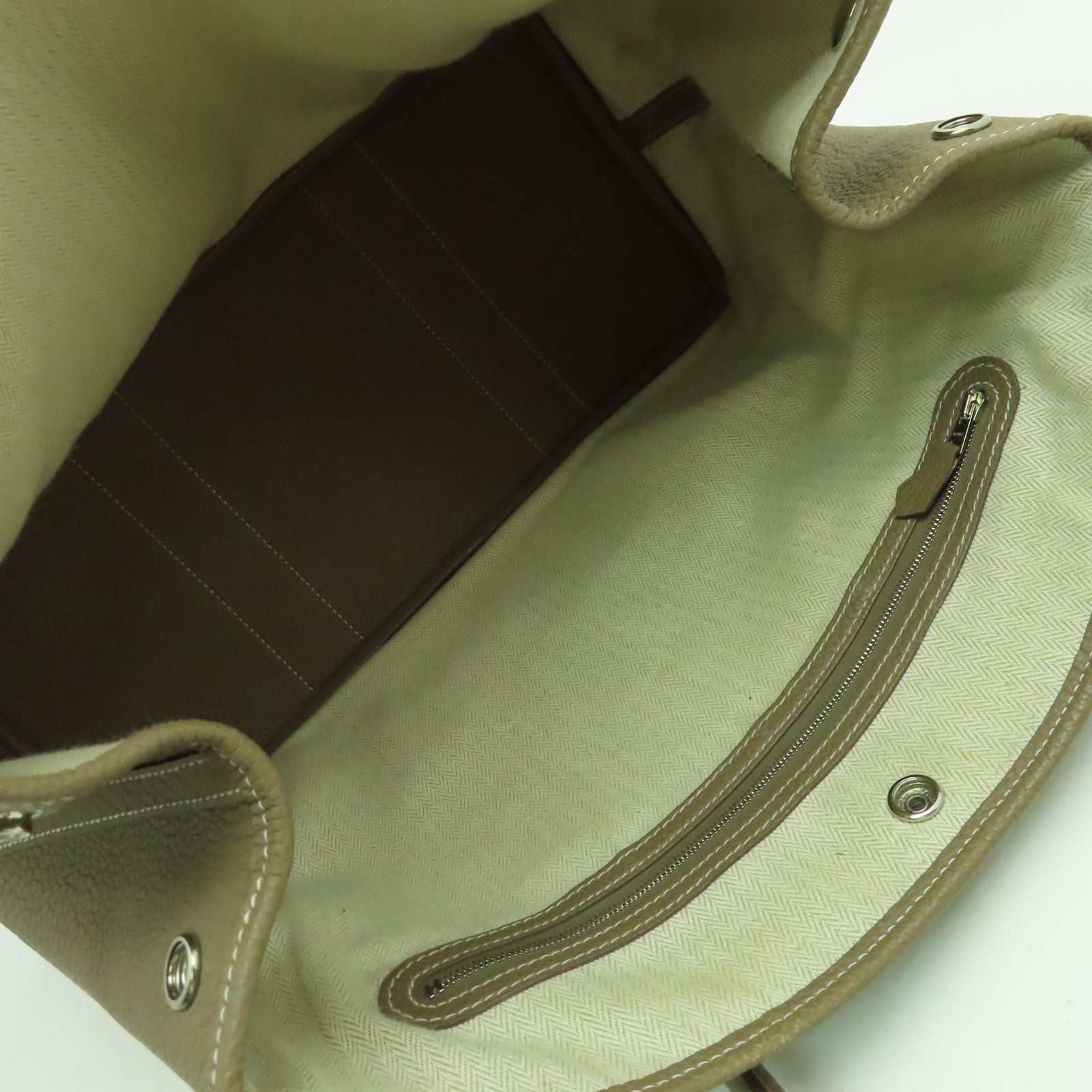 HERMES 【激減優惠】Negonda皮革Garden Party PM銀扣手挽袋灰色