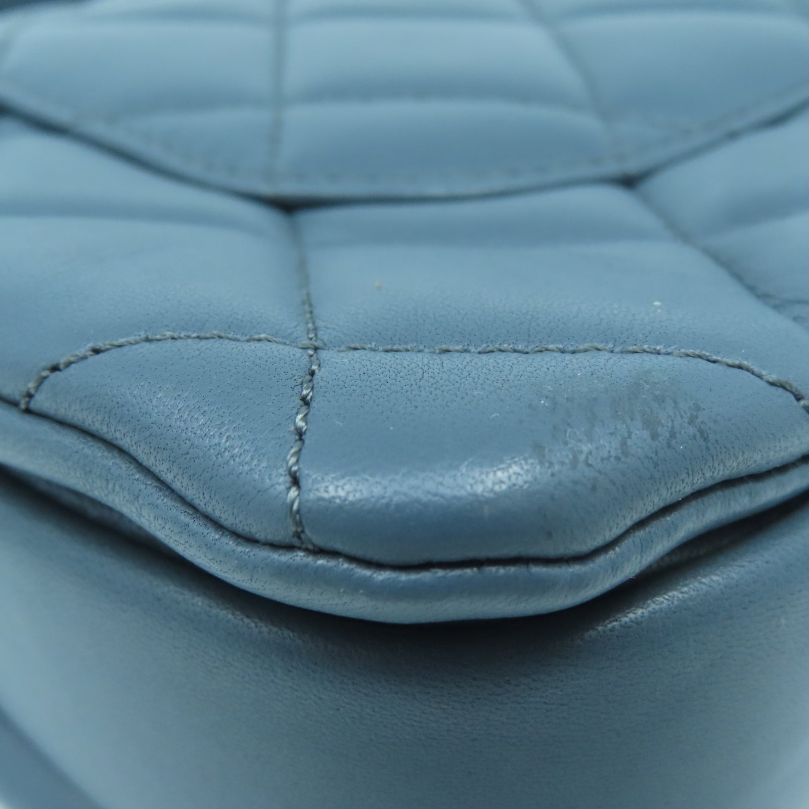 CHANEL 菱格羊皮皮革2 Way Shoulder金扣鏈帶肩背袋藍色