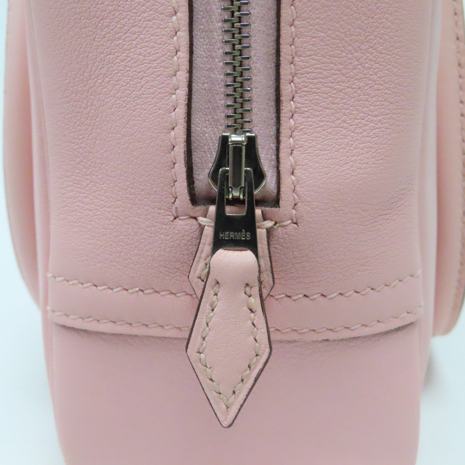 HERMES Swift皮革Mini Plume銀扣手挽袋Rose Sakura櫻花粉紅色