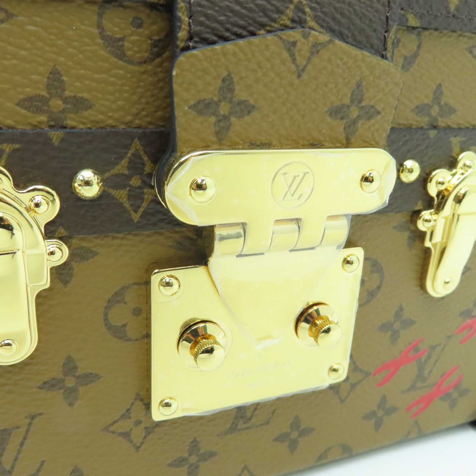 LOUIS VUITTON Monogram Reverse Petite Malle金扣肩背袋啡色