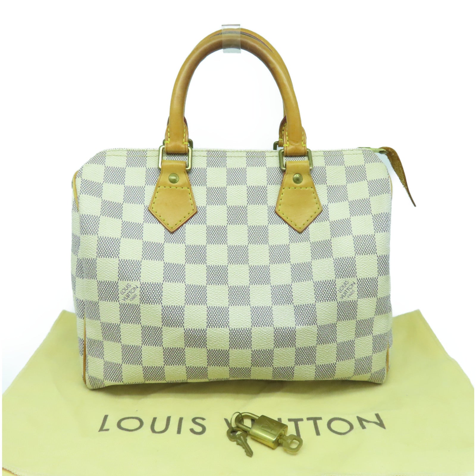 LOUIS VUITTON Daimer Azur Speedy 25金扣肩背袋白色