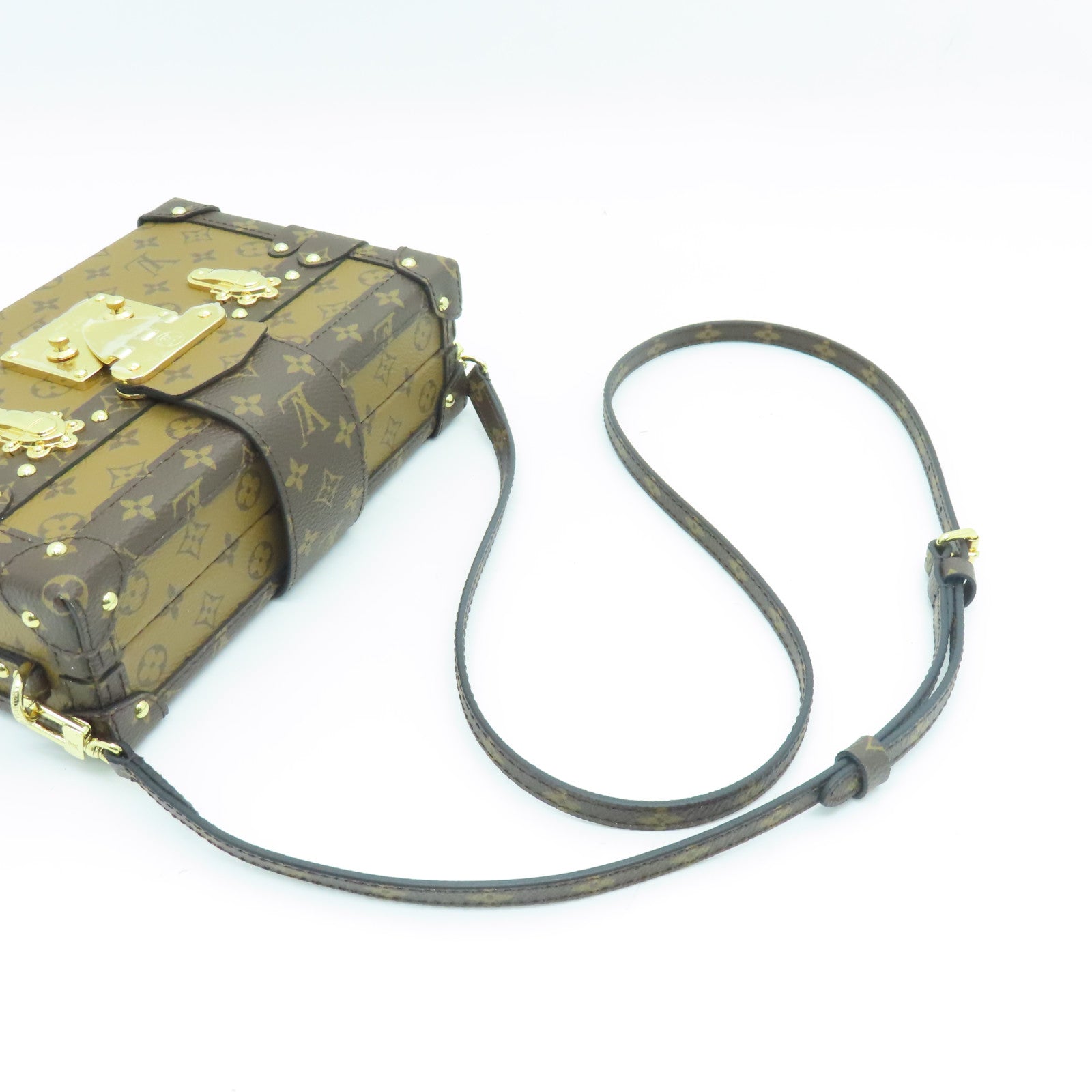 LOUIS VUITTON Monogram Reverse Petite Malle金扣肩背袋啡色