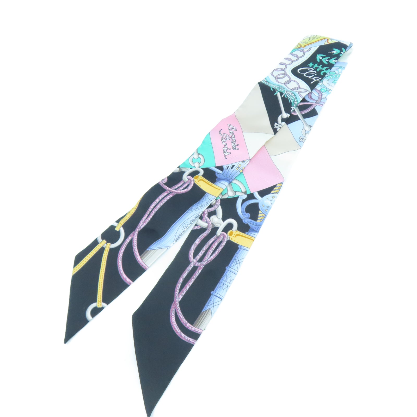 HERMES 【激減優惠】絲質Twilly Scarf絲巾黑色