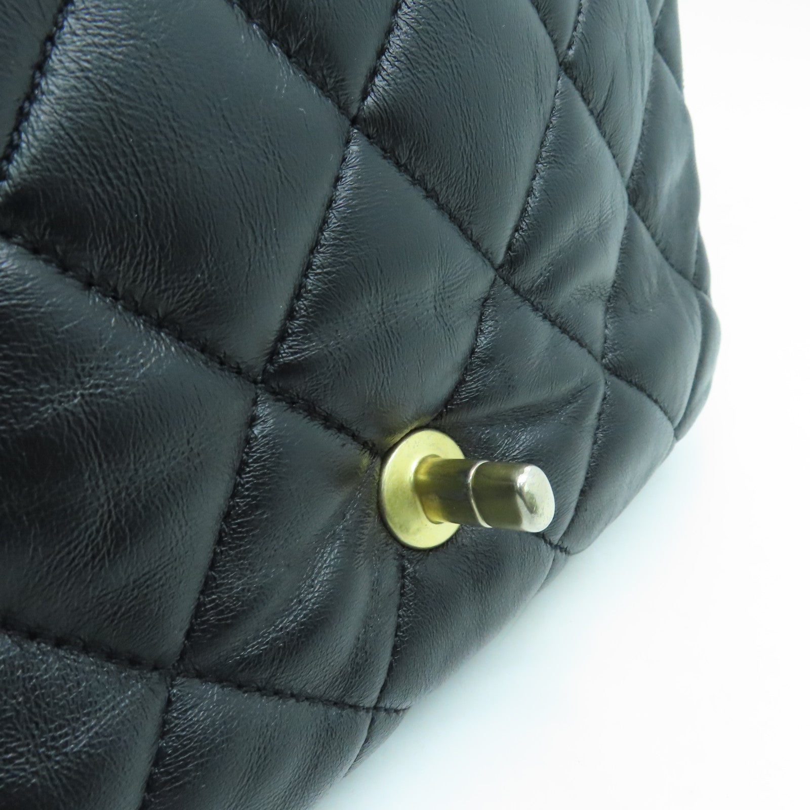 CHANEL rhombus sheepskin leather Small Flap Bag gold buckle chain shoulder bag black