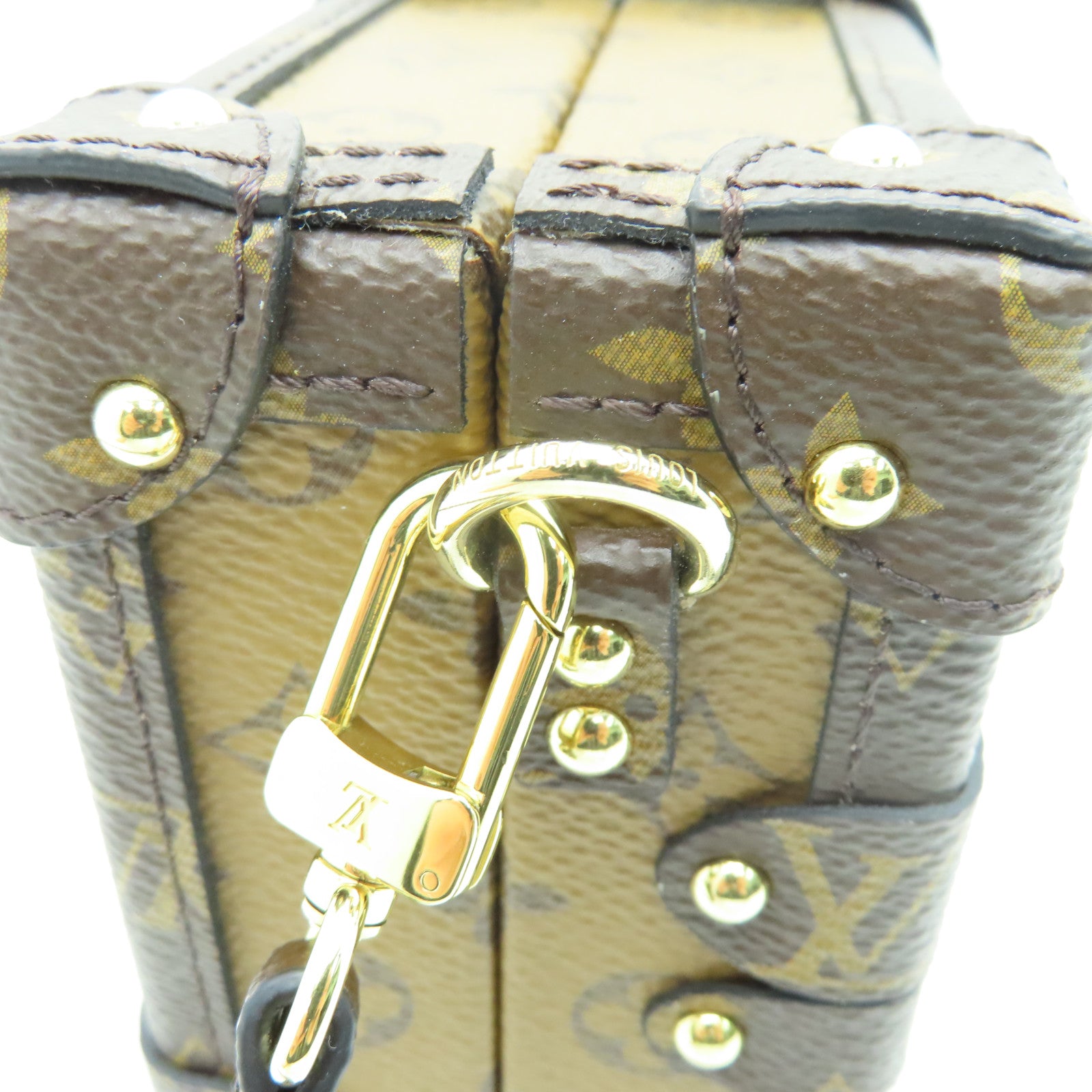 LOUIS VUITTON Monogram Reverse Petite Malle金扣肩背袋啡色