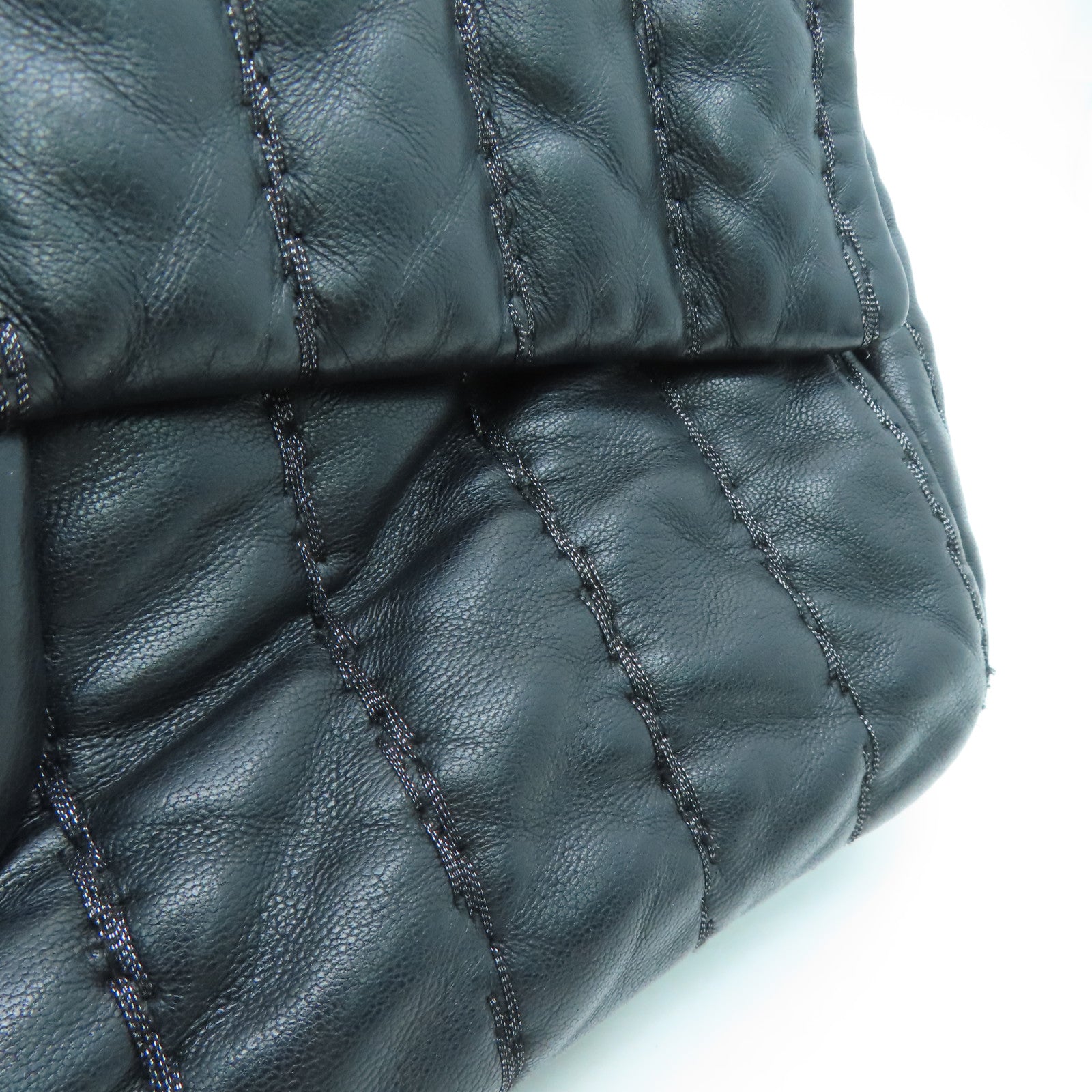CHANEL 羊皮皮革Chain Shoulder Bag銀扣鏈帶肩背袋黑色